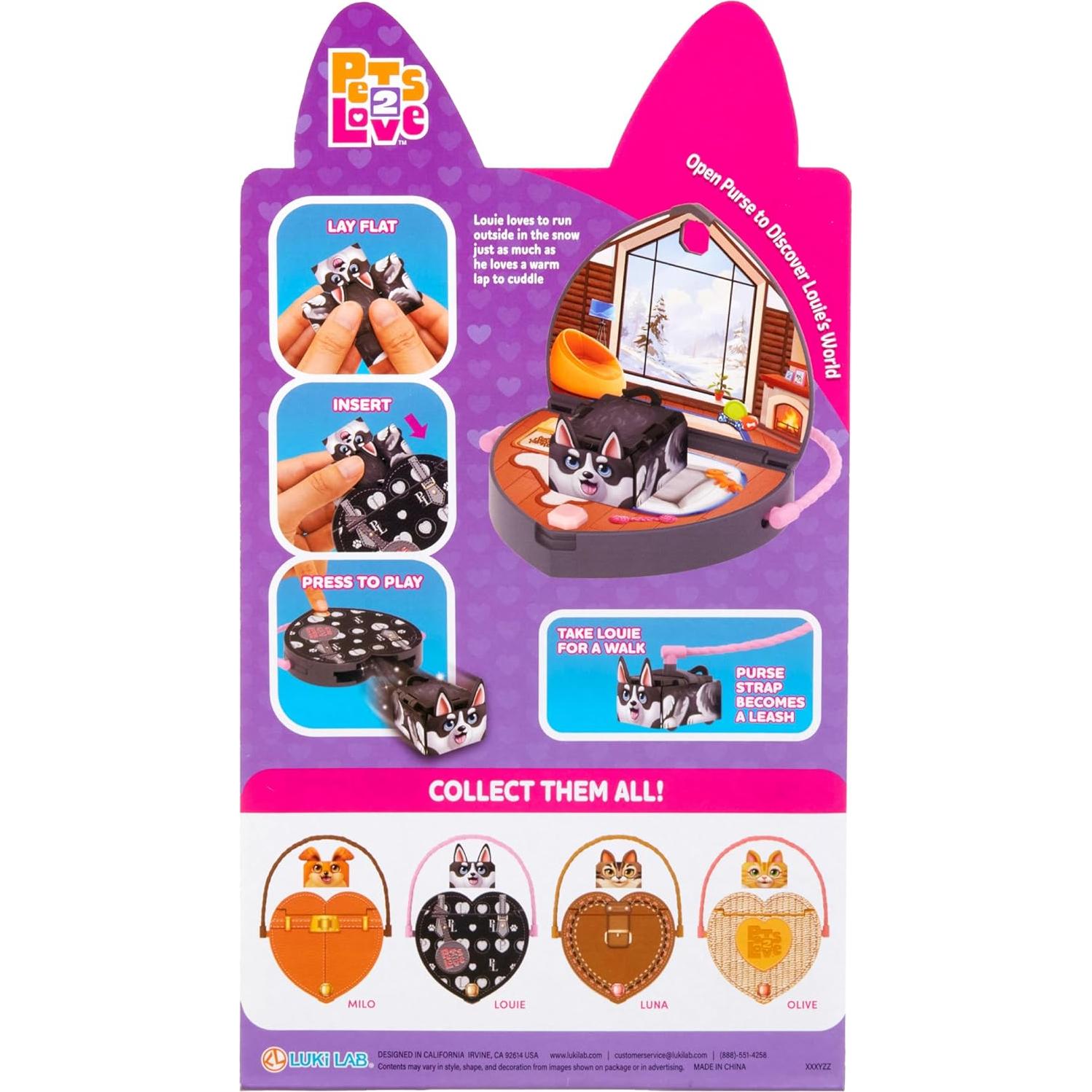 Louie el Perro con Bolso Corazón y Correa - Juguete 3 en 1