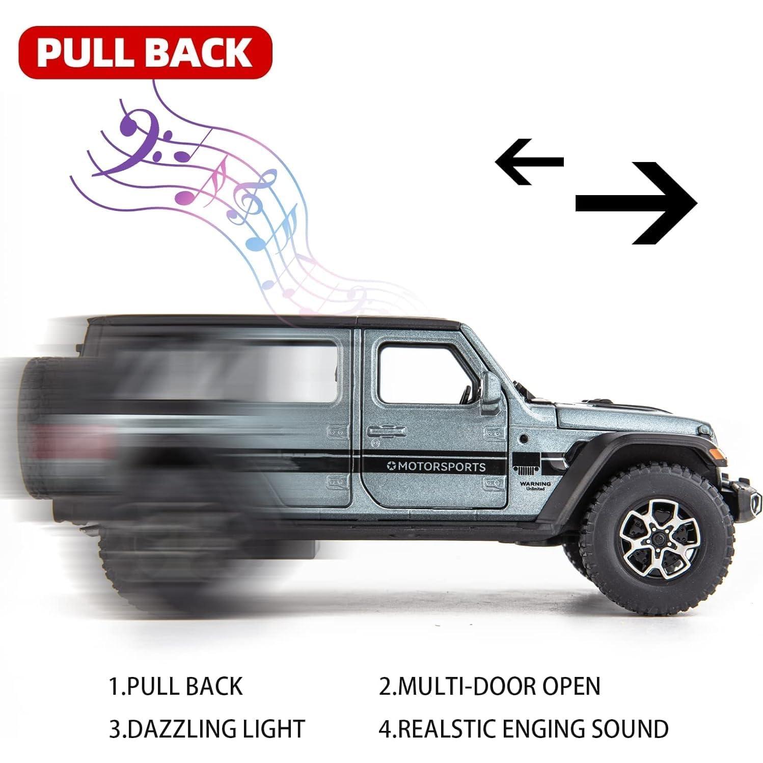 Coche de Juguete Wrangler WAKAKAC 1/32 Metal Retroceso Luz Sonido