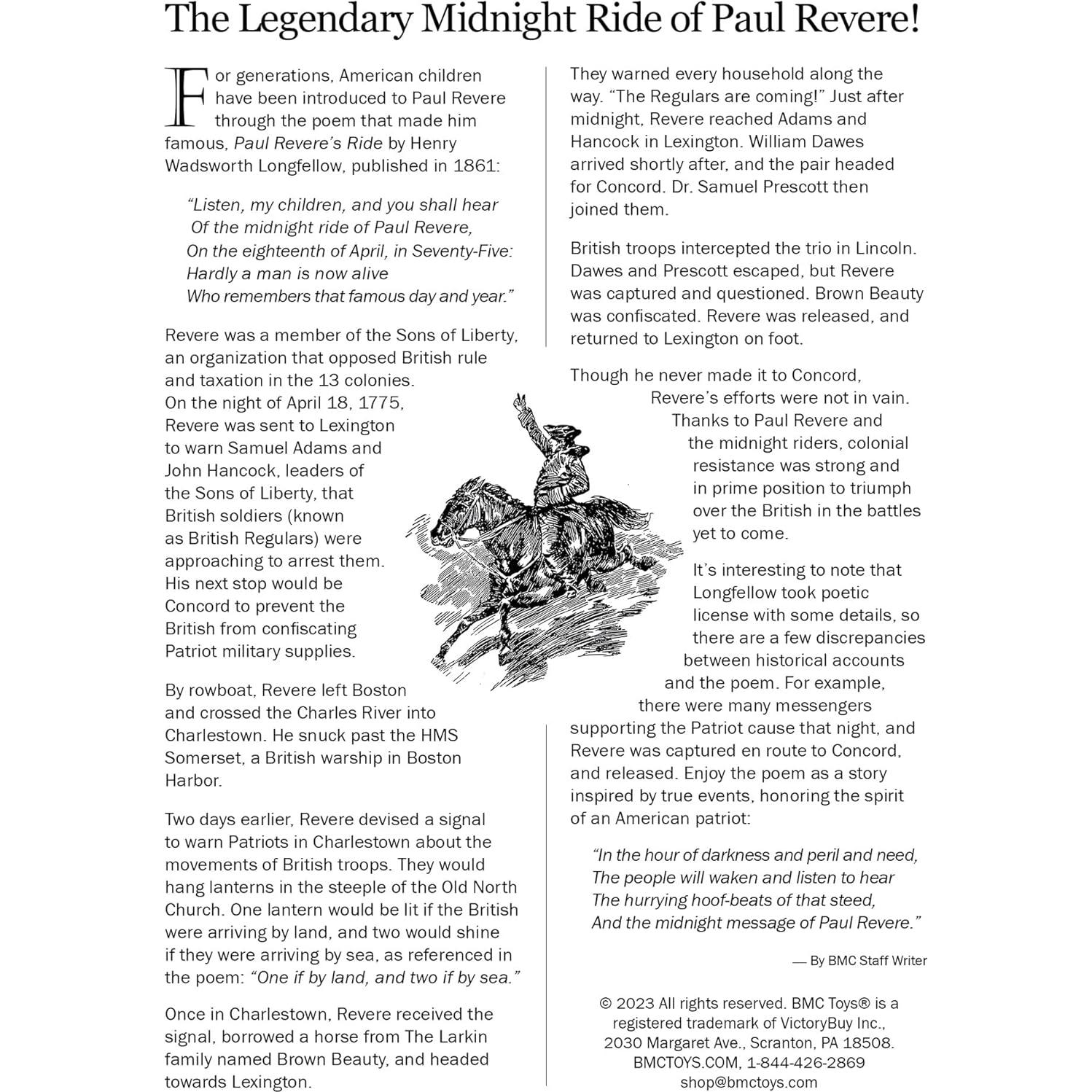 Juego de Figuras BMC El Paseo de Medianoche Paul Revere 21 Piezas