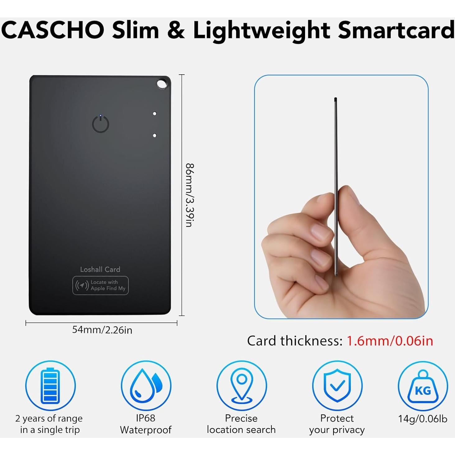 Tarjeta Rastreadora Inteligente CASCHO F17 - Negro, Recargable