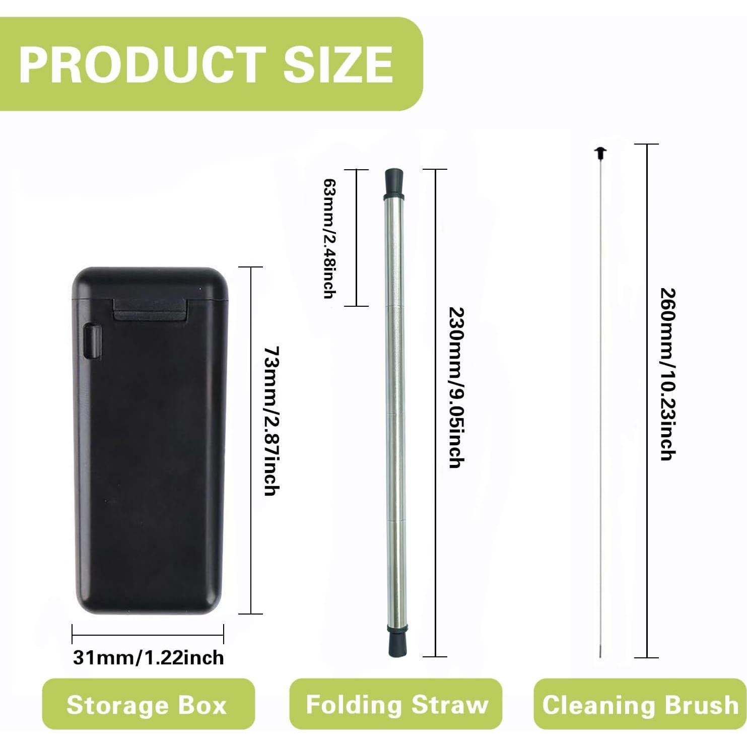 Popote Plegable Reutilizable AACGIN con Estuche Negro