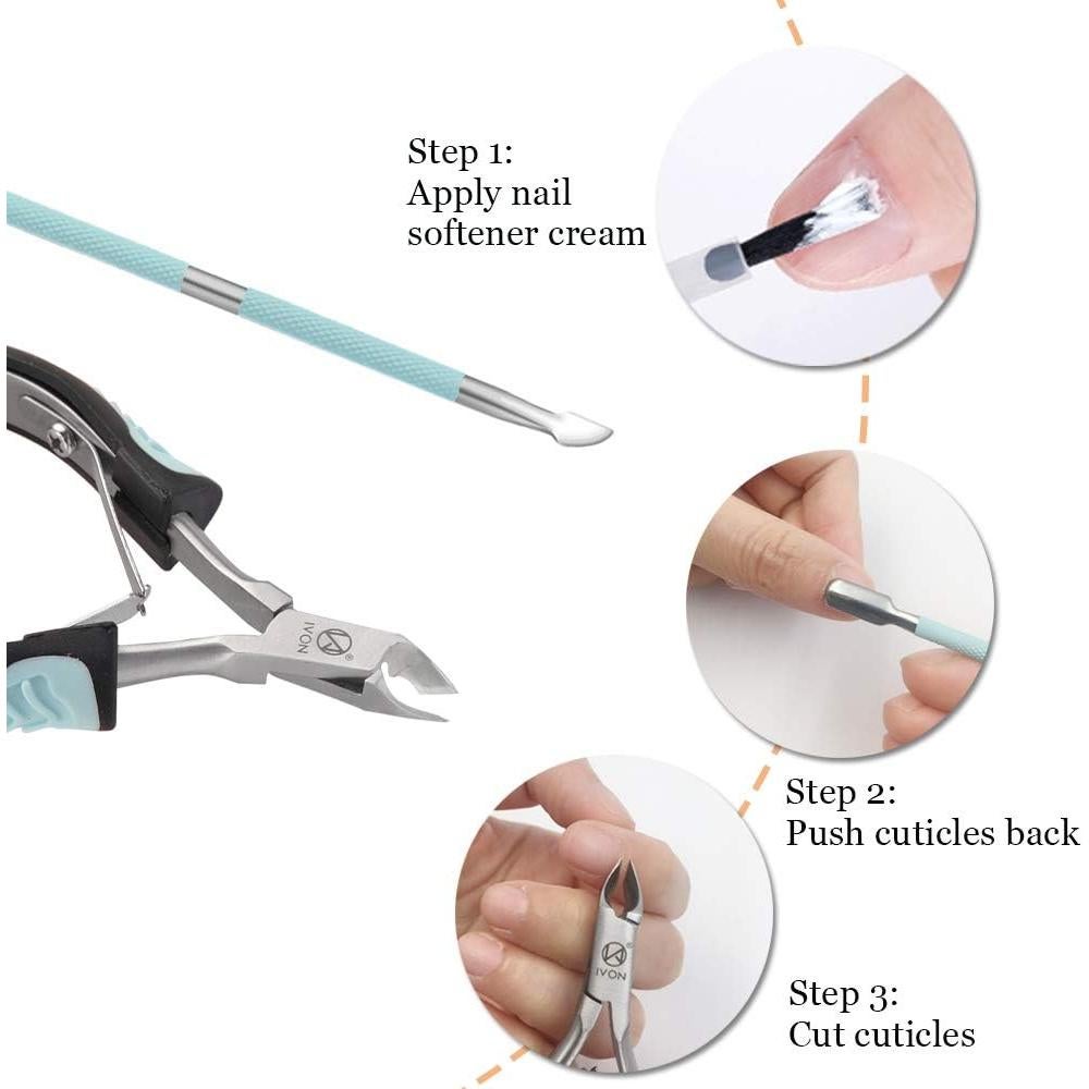 Cortador de Cutículas IVON Verde con Empujador Antideslizante