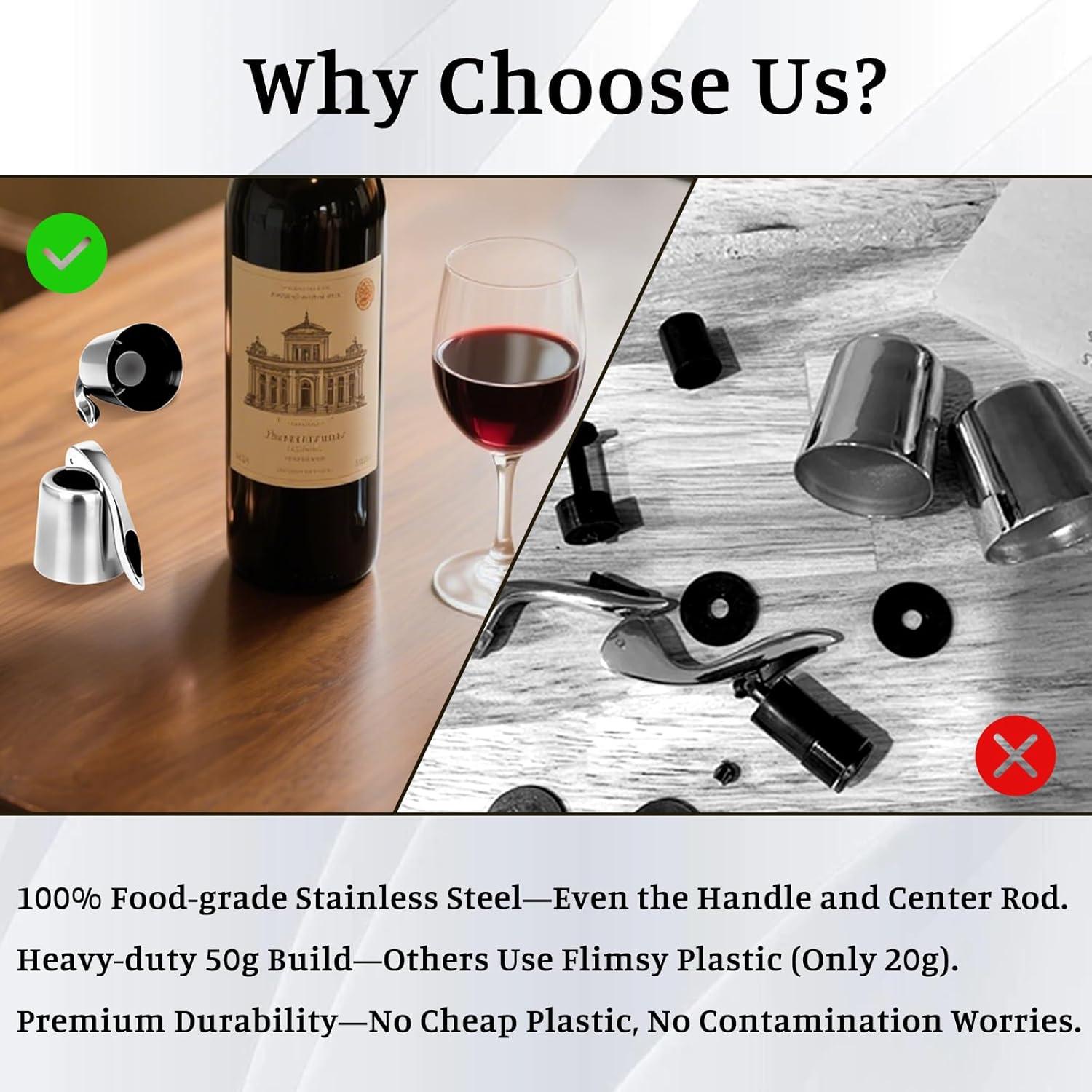 Juego de 2 Tapones de Vino LU CARTREF Acero Inoxidable