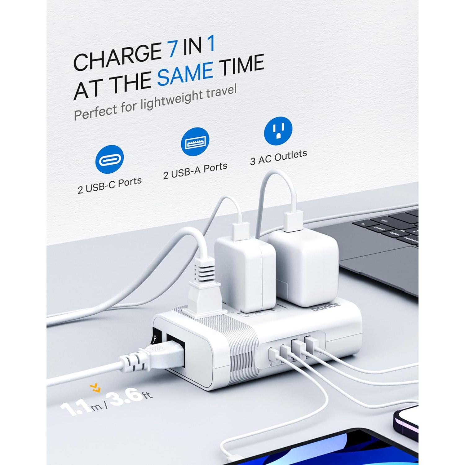 Convertidor de Voltaje DOACE 350W con 4 Puertos USB para Viajes