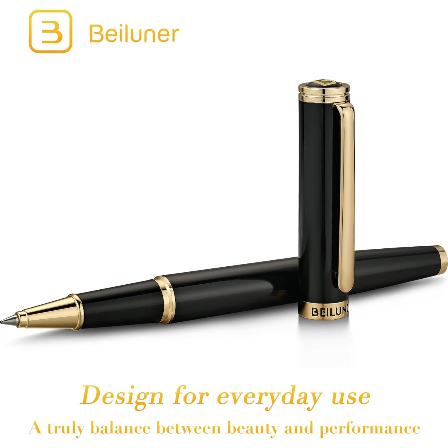 Bolígrafo de lujo BEILUNER oro 24K recarga Schneider 0.5mm