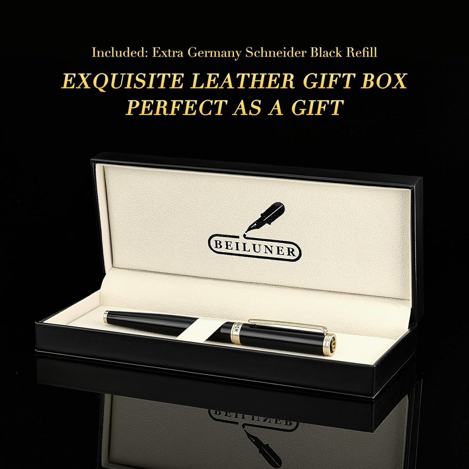Bolígrafo de lujo BEILUNER oro 24K recarga Schneider 0.5mm