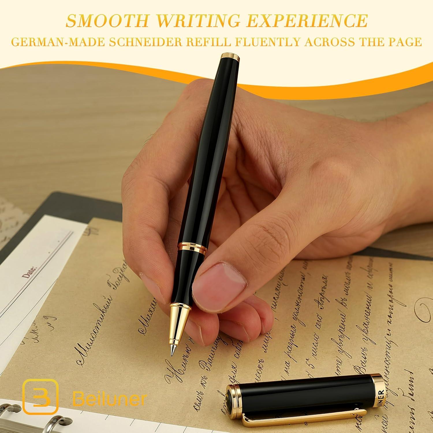 Bolígrafo de lujo BEILUNER oro 24K recarga Schneider 0.5mm