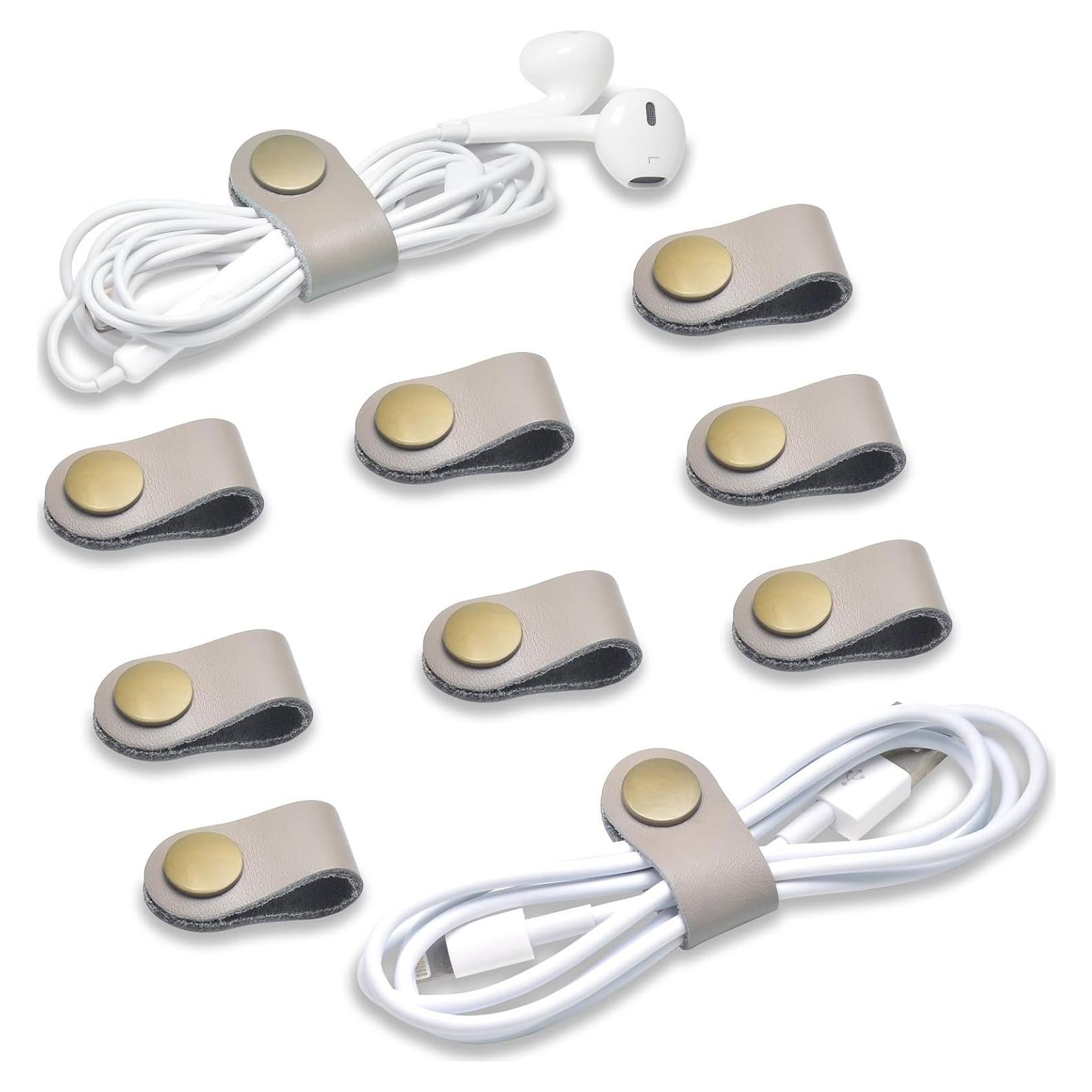Organizador de Cables de Cuero CAILLU - Paquete de 10 Unidades