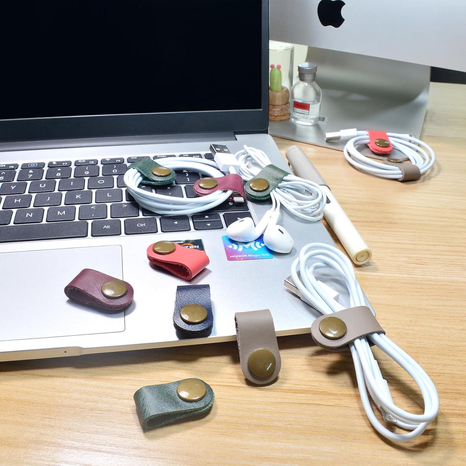 Organizador de Cables de Cuero CAILLU - Paquete de 10 Unidades