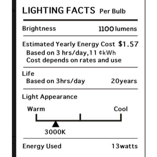 Bombillas LED Torkase E26 A19 13W 3000K Paquete de 3