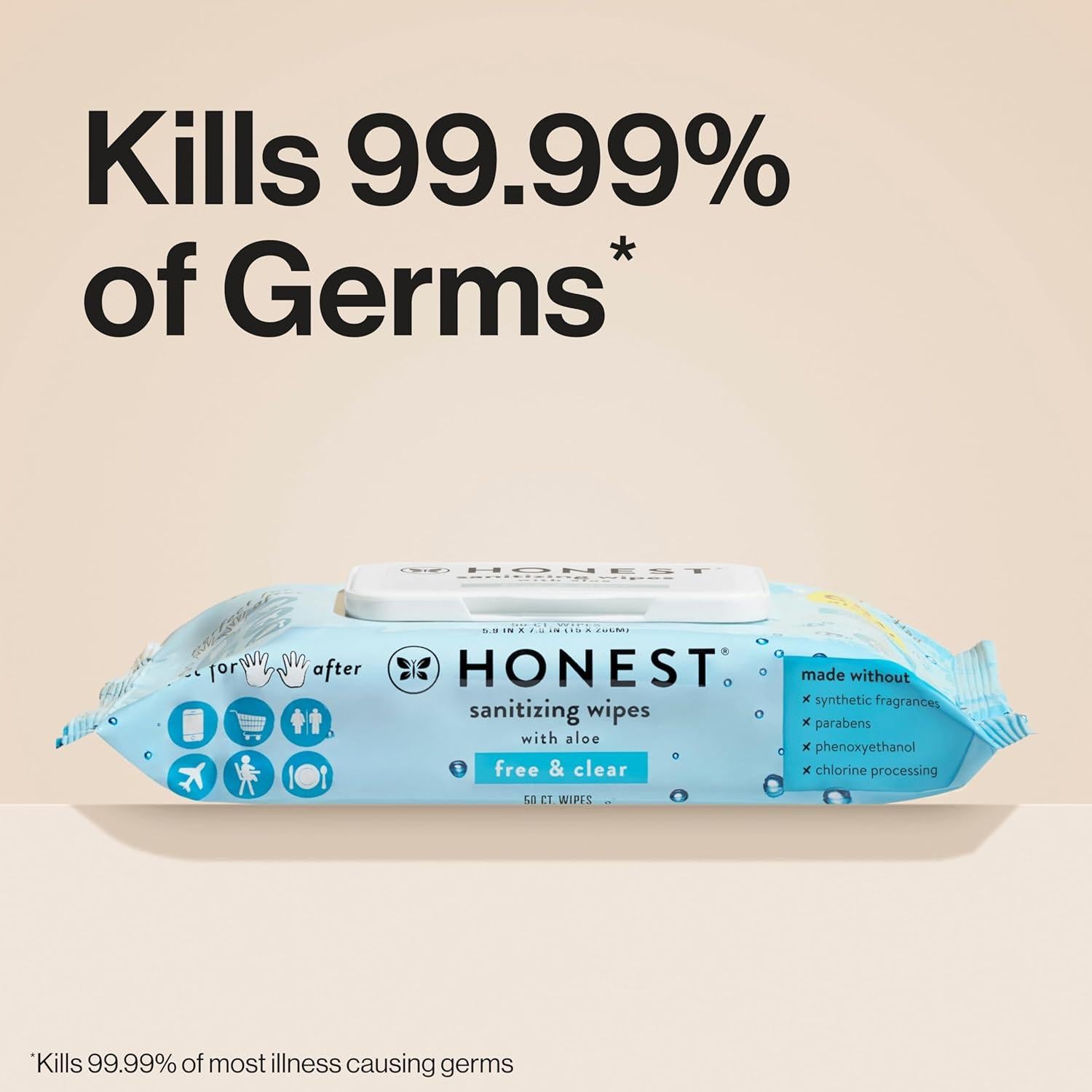 Toallitas Desinfectantes The Honest Company 100 Unidades Sin Fragancia