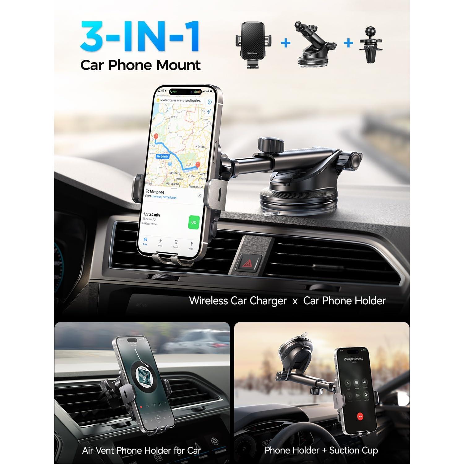 Cargador Inalámbrico para Auto CHGeek 15W con Soporte