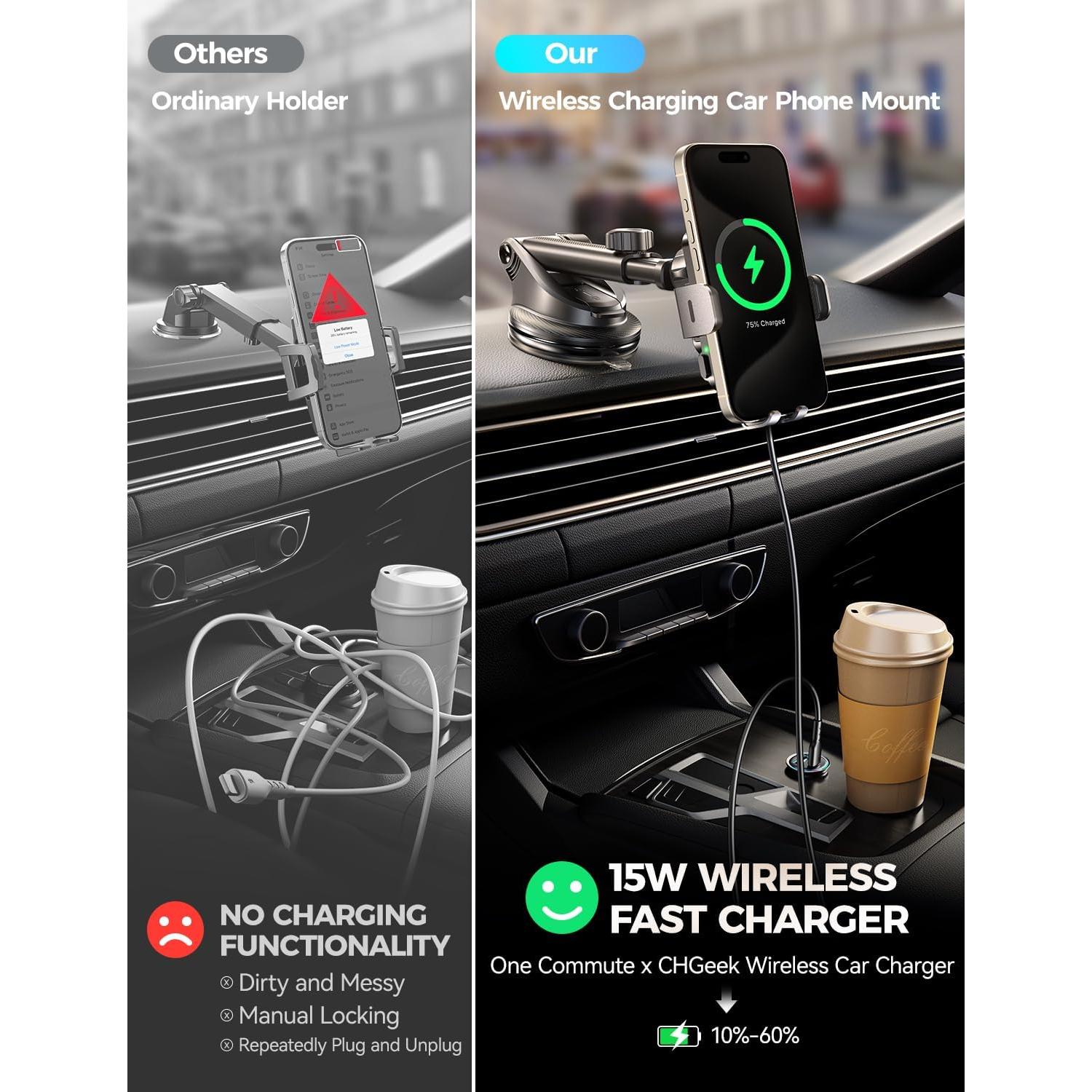 Cargador Inalámbrico para Auto CHGeek 15W con Soporte