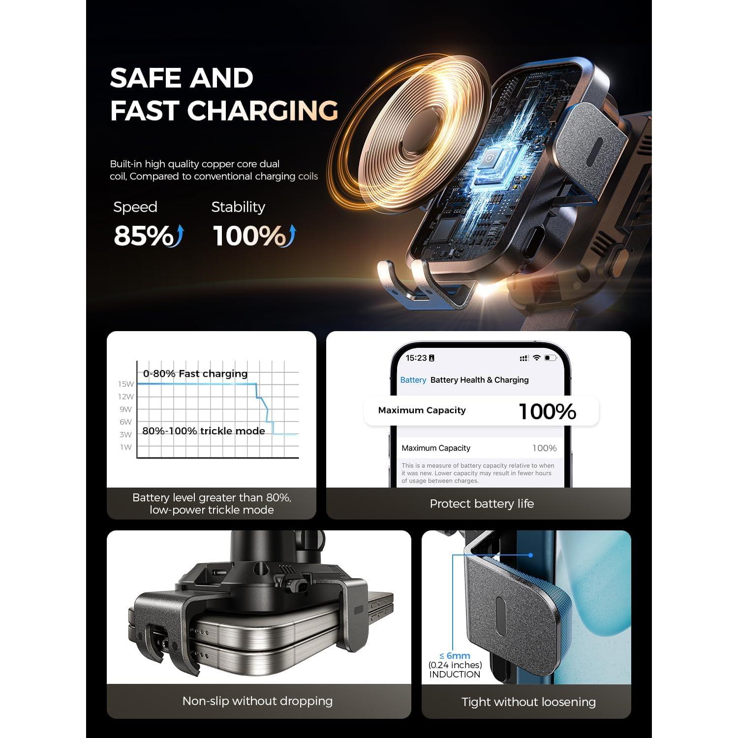 Cargador Inalámbrico para Auto CHGeek 15W con Soporte