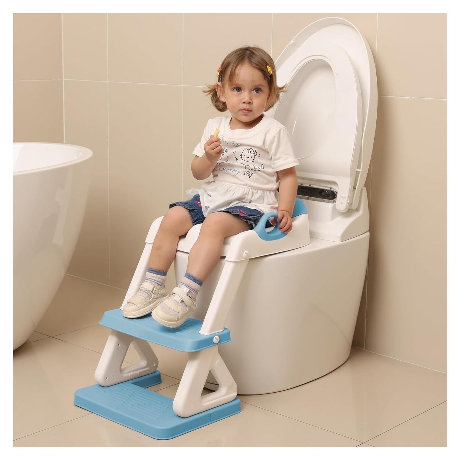 Asiento de Entrenamiento para Baño Mangohood Azul Ajustable