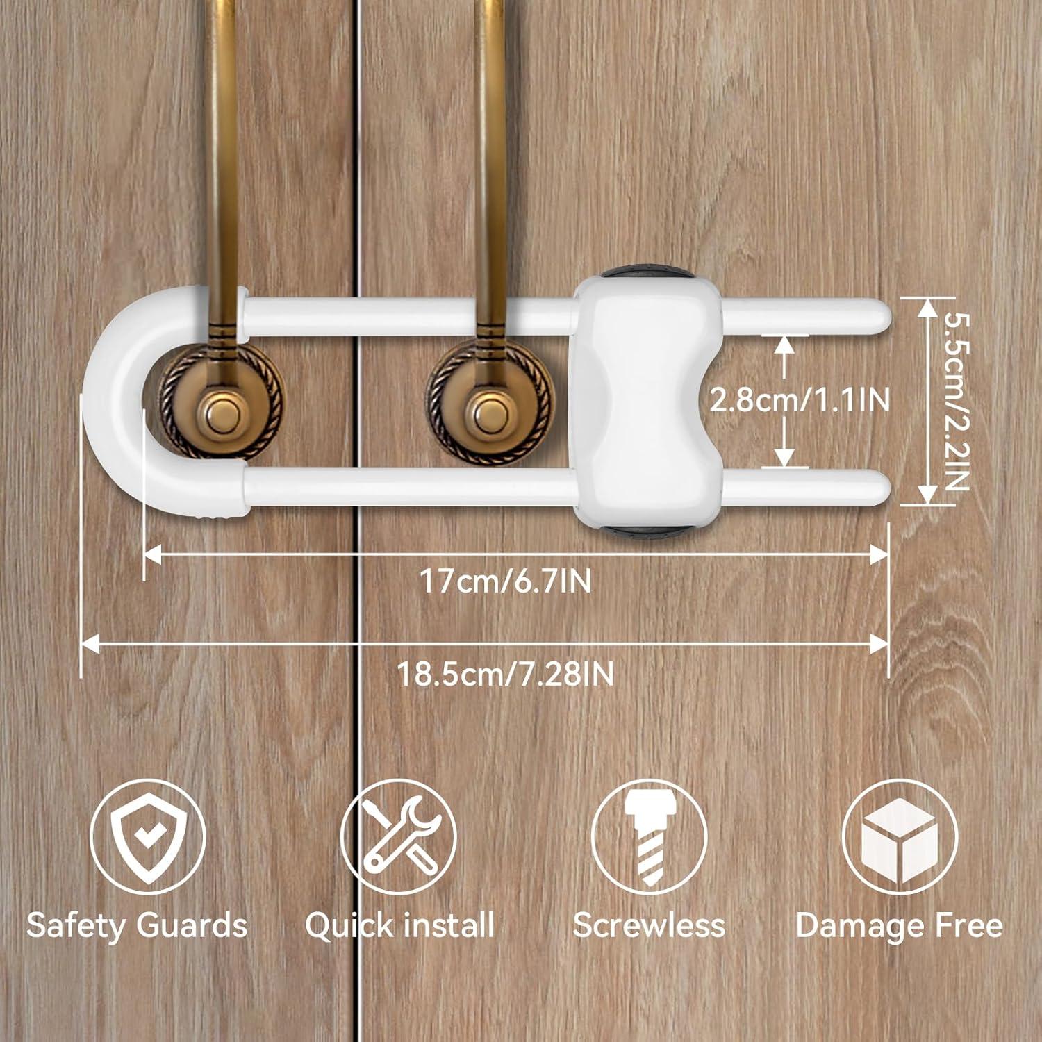 Cerraduras para Gabinetes a Prueba de Niños Kickic - Paquete de 6 Blancas