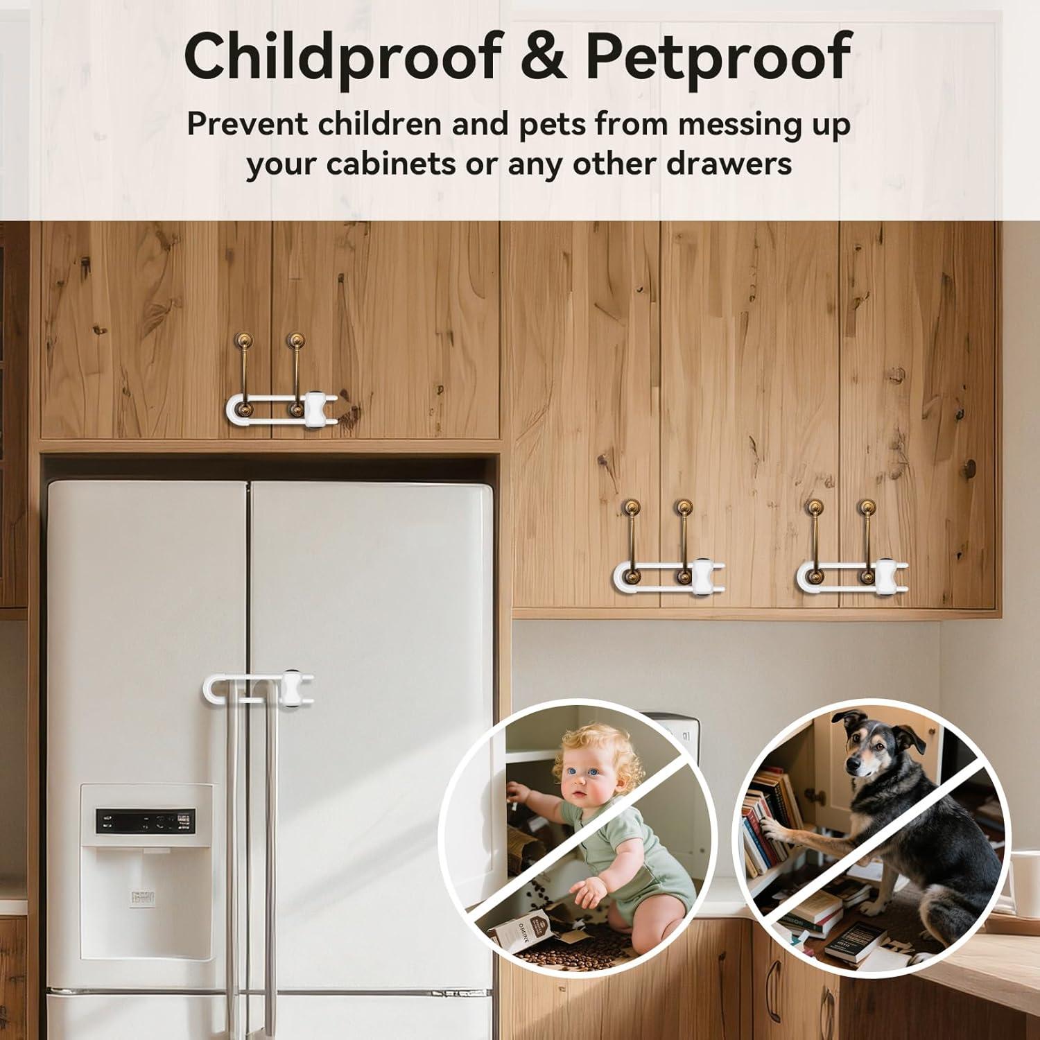 Cerraduras para Gabinetes a Prueba de Niños Kickic - Paquete de 6 Blancas