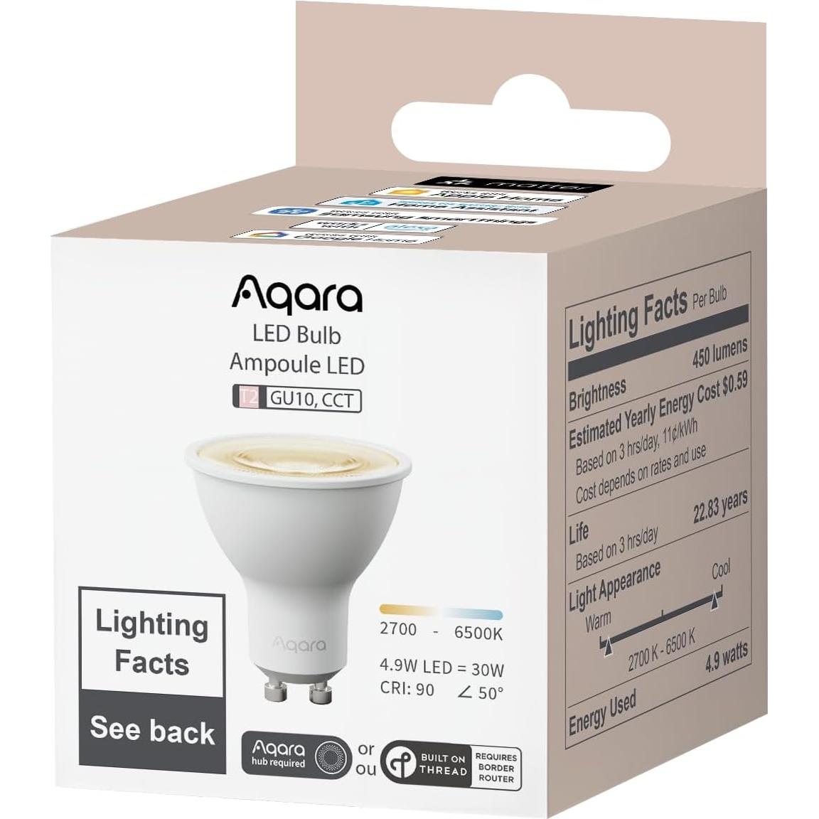 Bombilla LED Inteligente Aqara T2 GU10, Blanco Ajustable 2700K-6500K