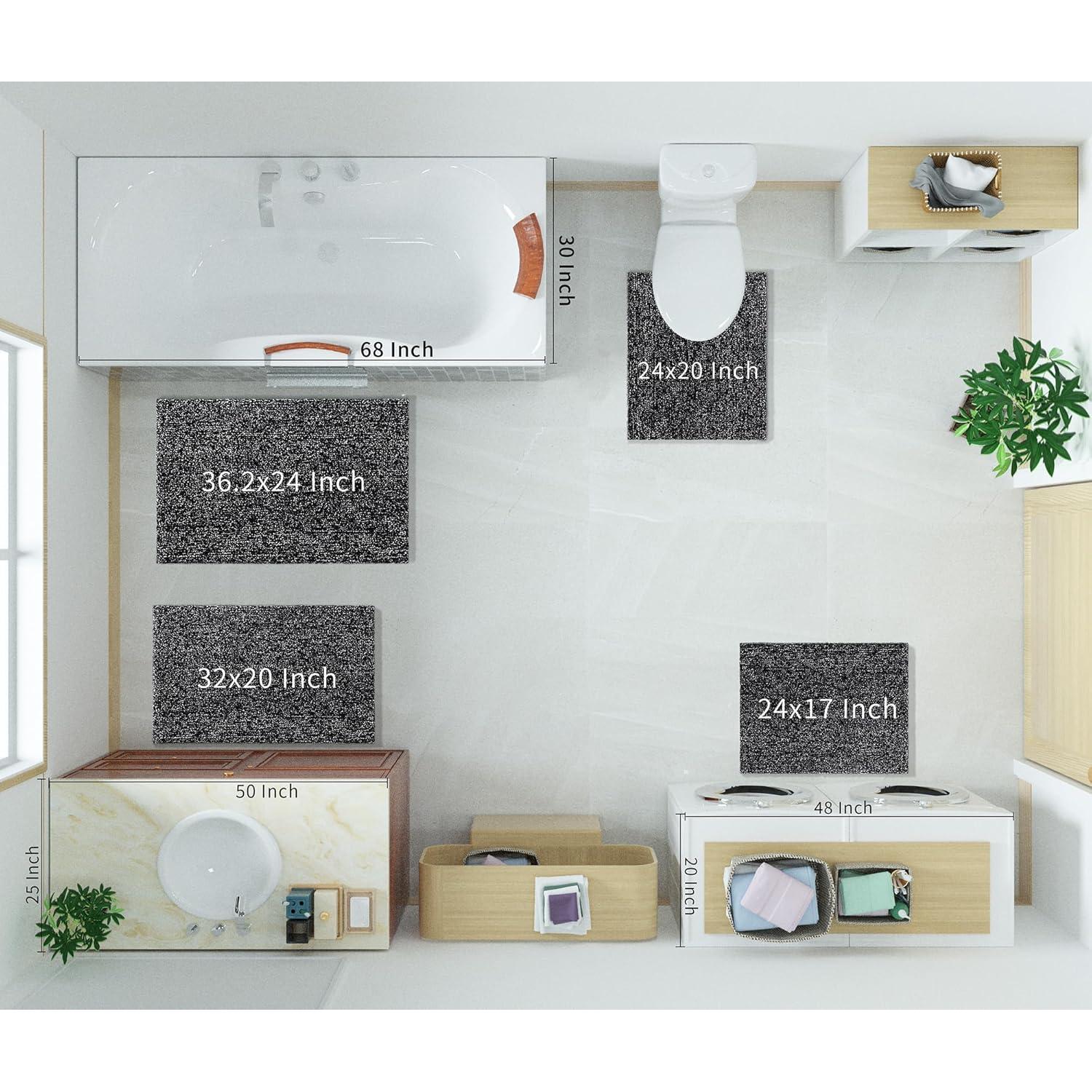 Alfombra de Baño Antideslizante Yimobra 61x43 cm Microfibra