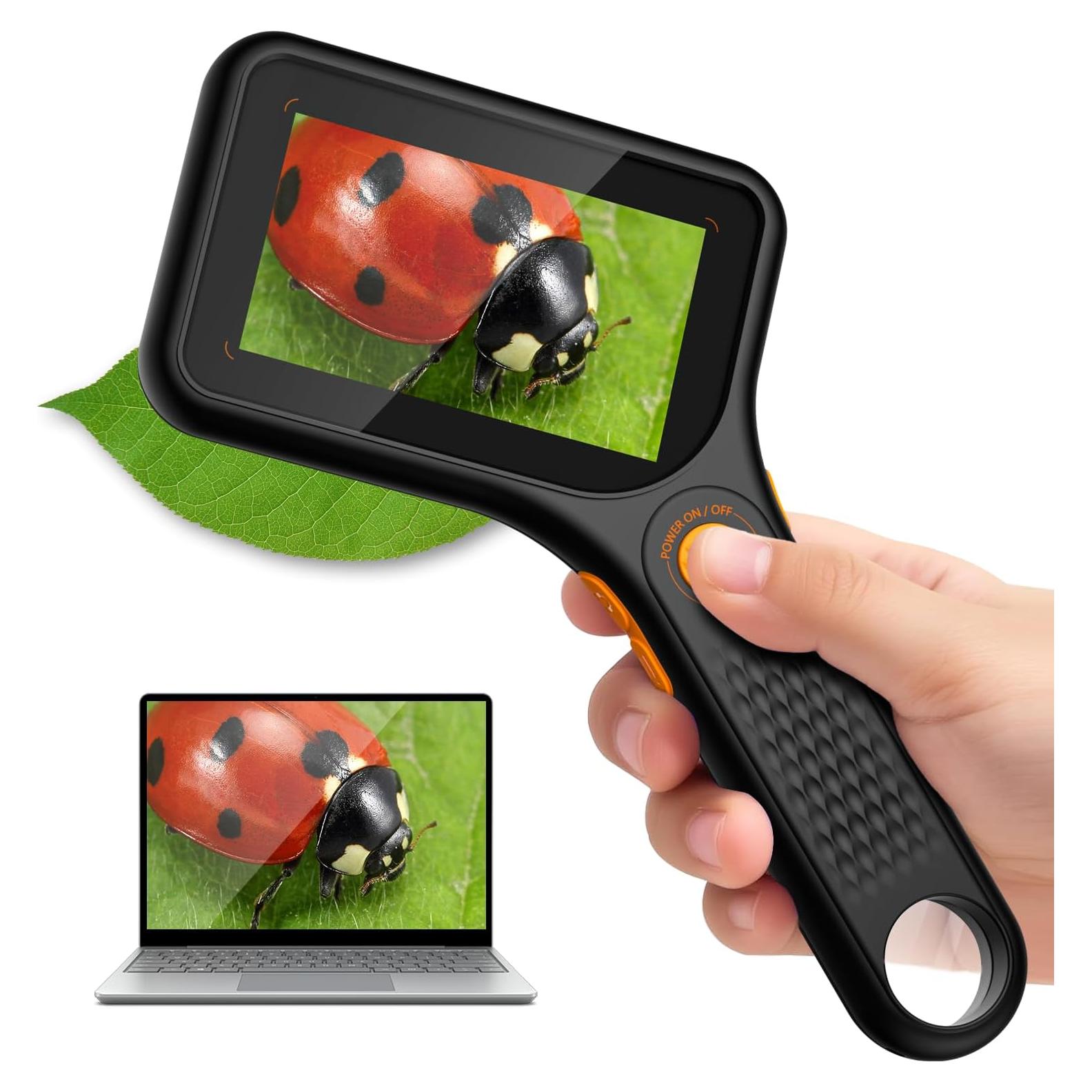 Microscopio Digital Ahalfcit 500X con Pantalla IPS 3" y Luz LED