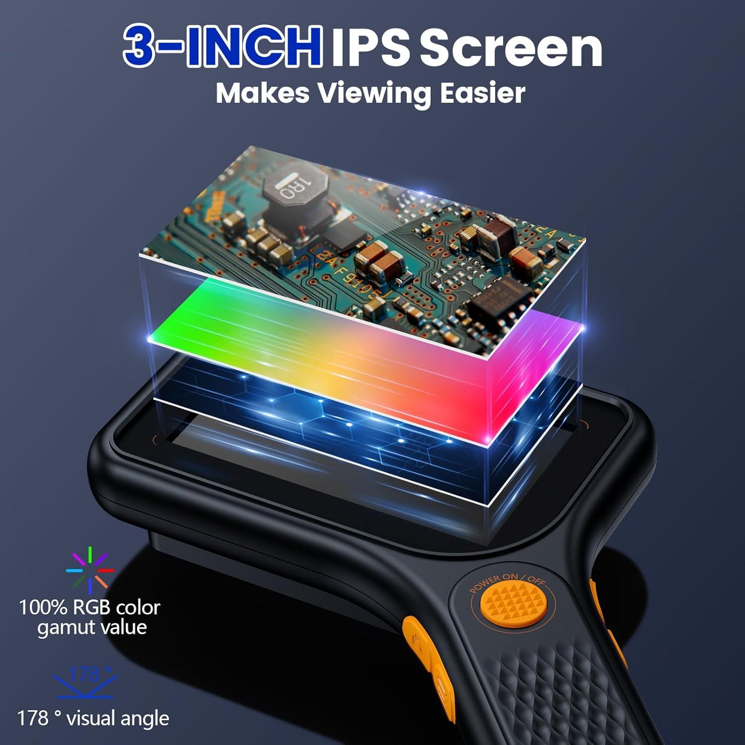 Microscopio Digital Ahalfcit 500X con Pantalla IPS 3" y Luz LED