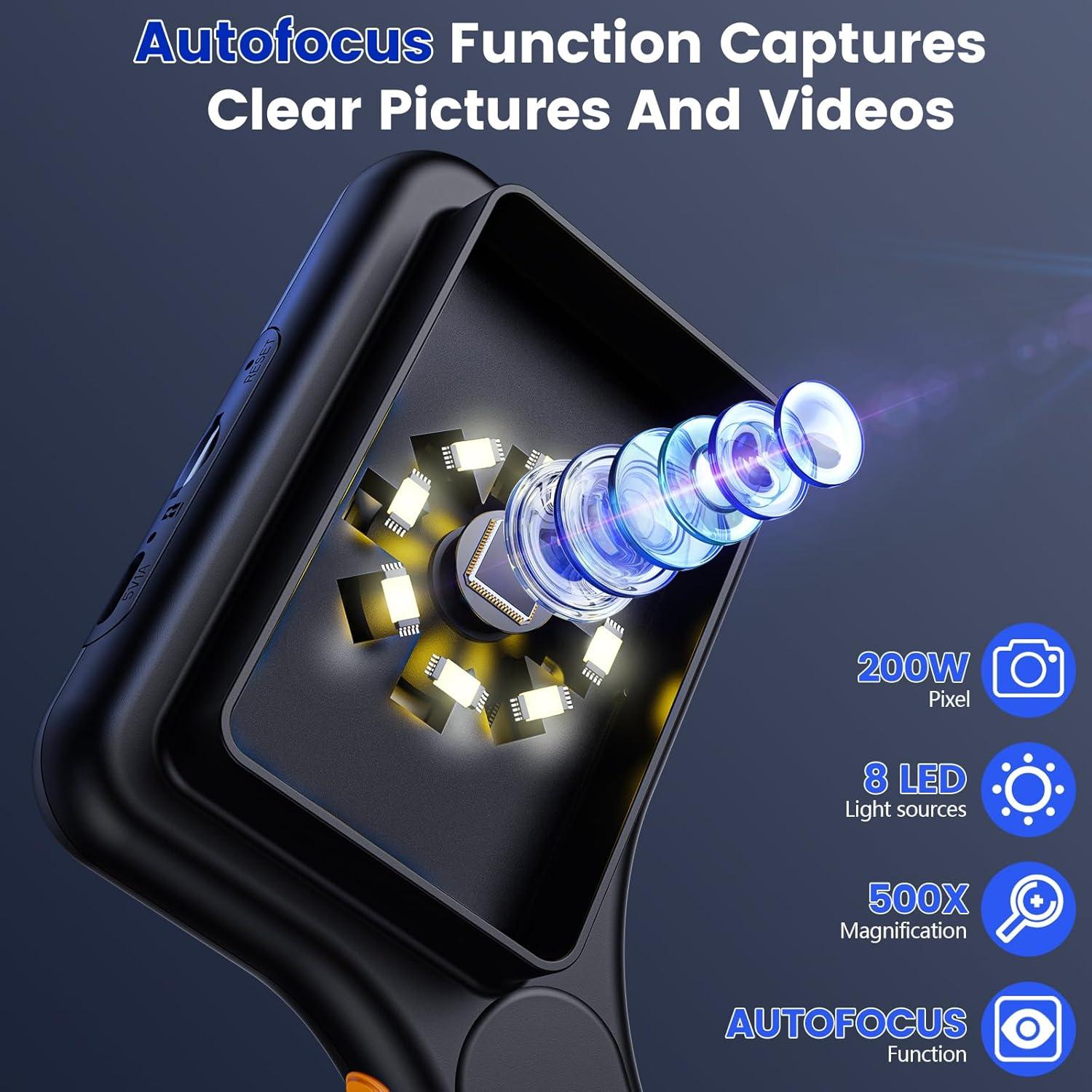 Microscopio Digital Ahalfcit 500X con Pantalla IPS 3" y Luz LED