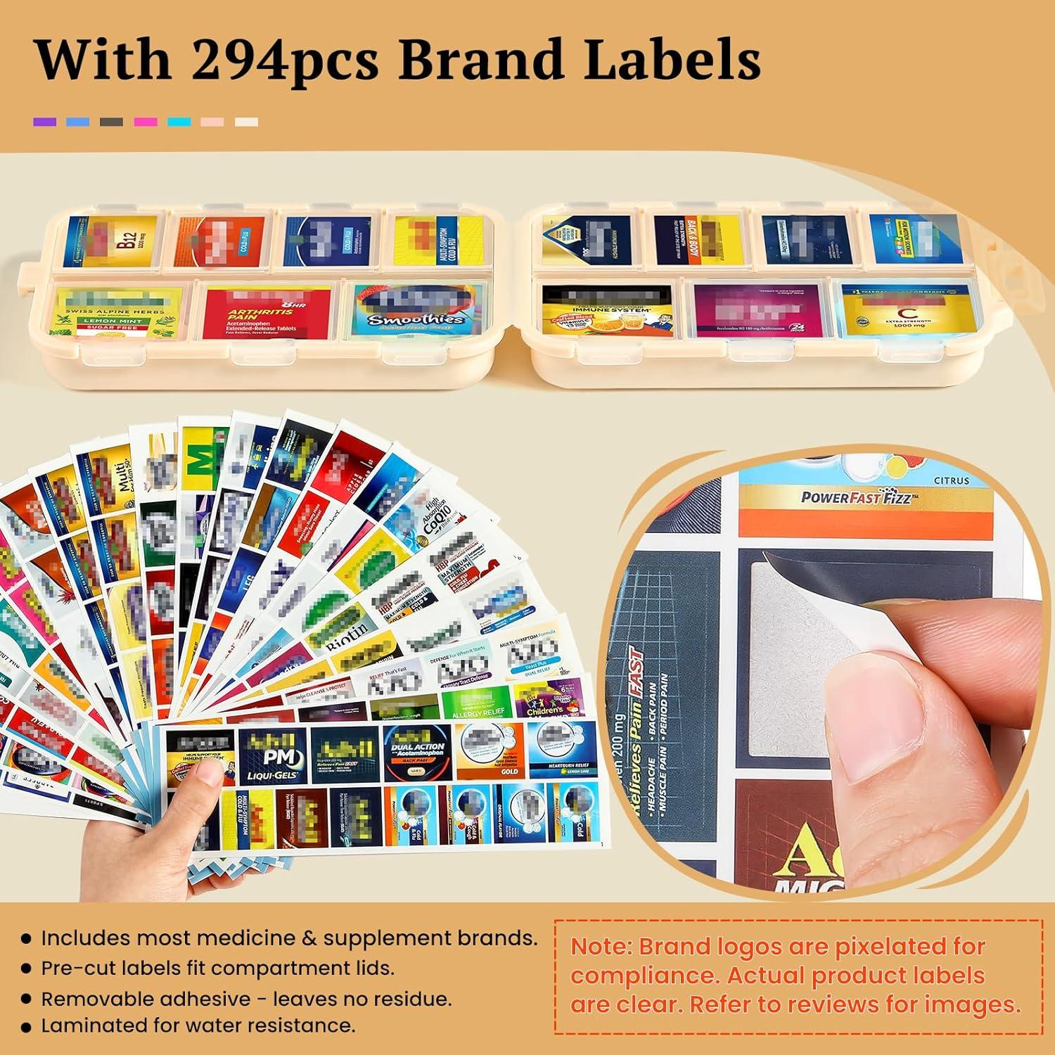 Organizadores de Pastillas de Viaje PILABEL - Paquete de 3, 14 Compartimentos