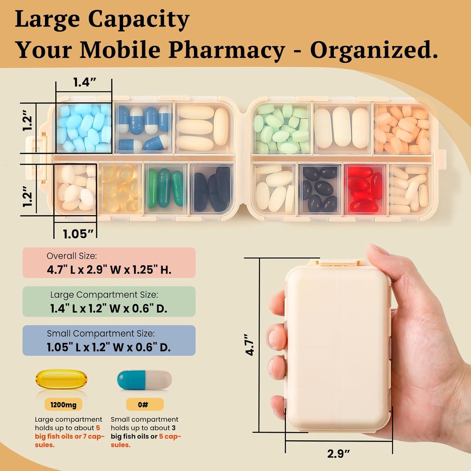 Organizadores de Pastillas de Viaje PILABEL - Paquete de 3, 14 Compartimentos