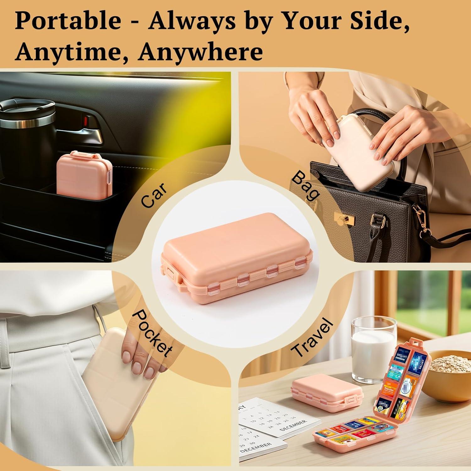 Organizadores de Pastillas de Viaje PILABEL - Paquete de 3, 14 Compartimentos