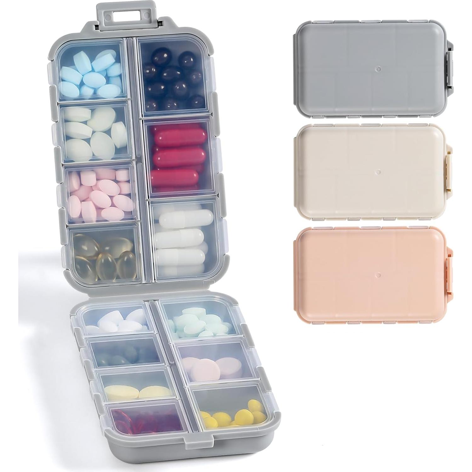 Organizadores de Pastillas de Viaje PILABEL - Paquete de 3, 14 Compartimentos