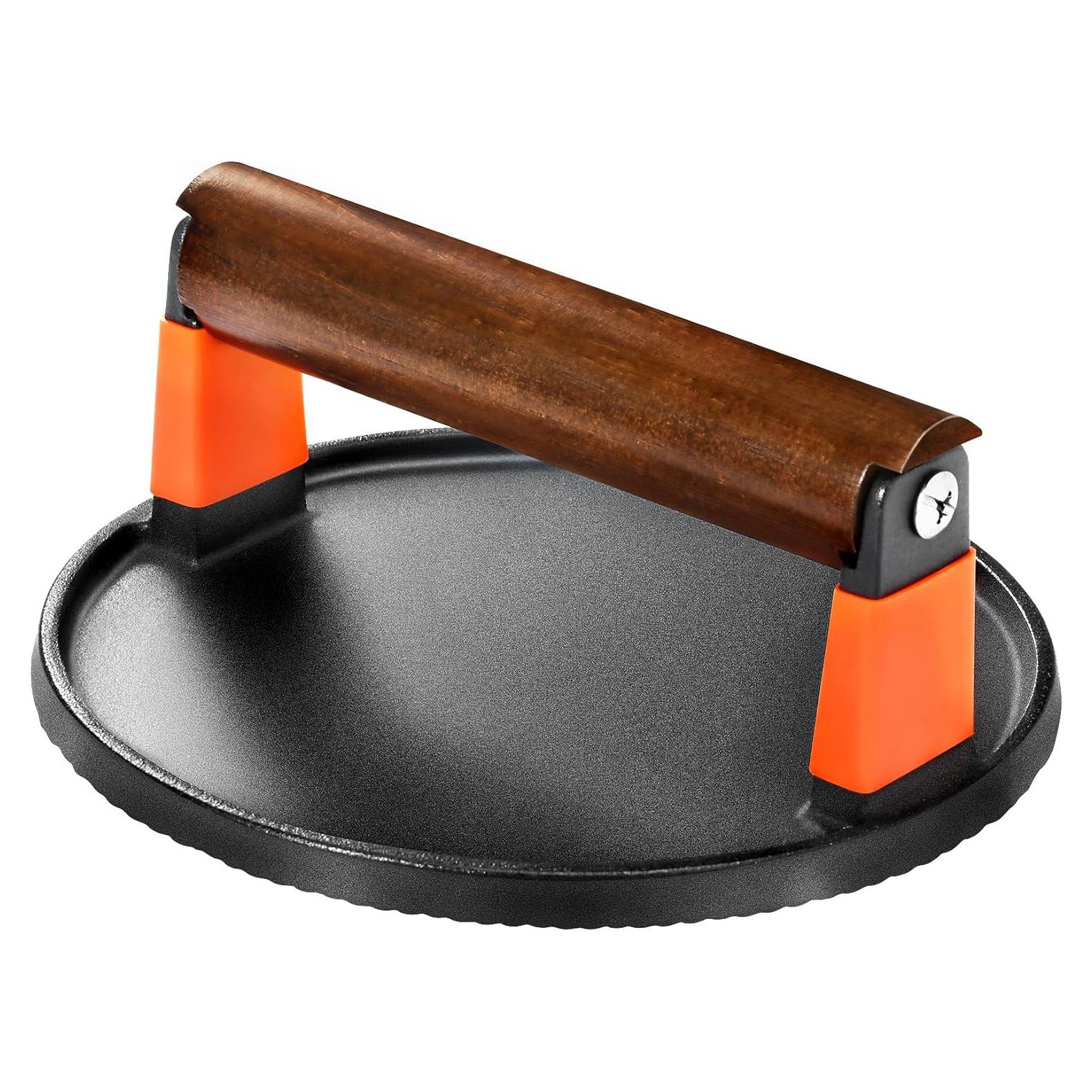 Prensa de Hamburguesas GGC de Hierro Fundido 18 cm con Mango de Madera