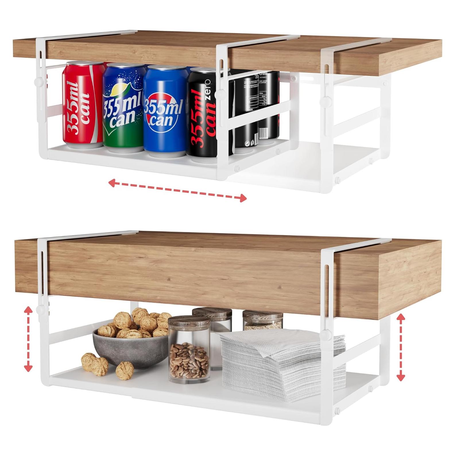 Organizador Bajo Estante Expandible Luxelife - 2 Piezas, Blanco