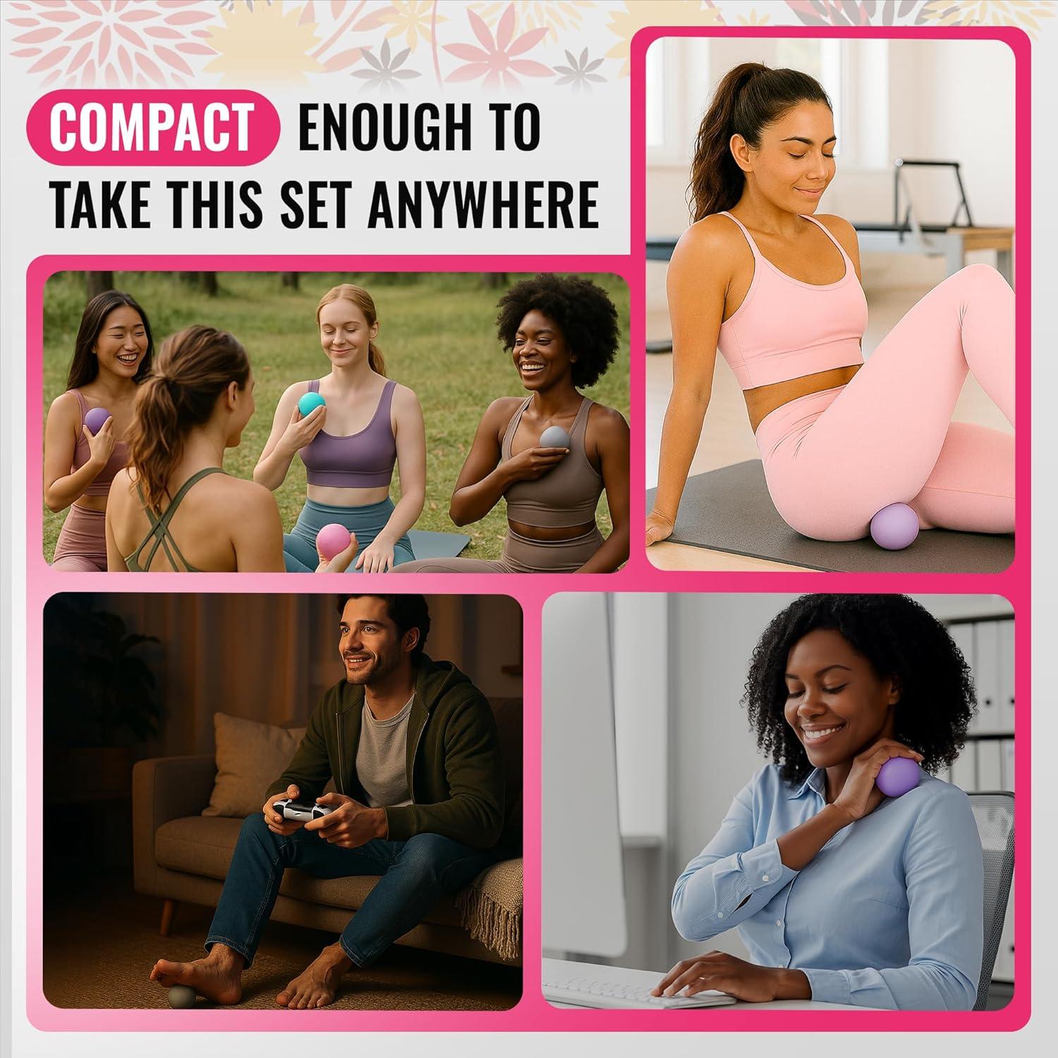 Juego de Pelotas de Masaje REVONS 3 en 1 - Alivio Muscular