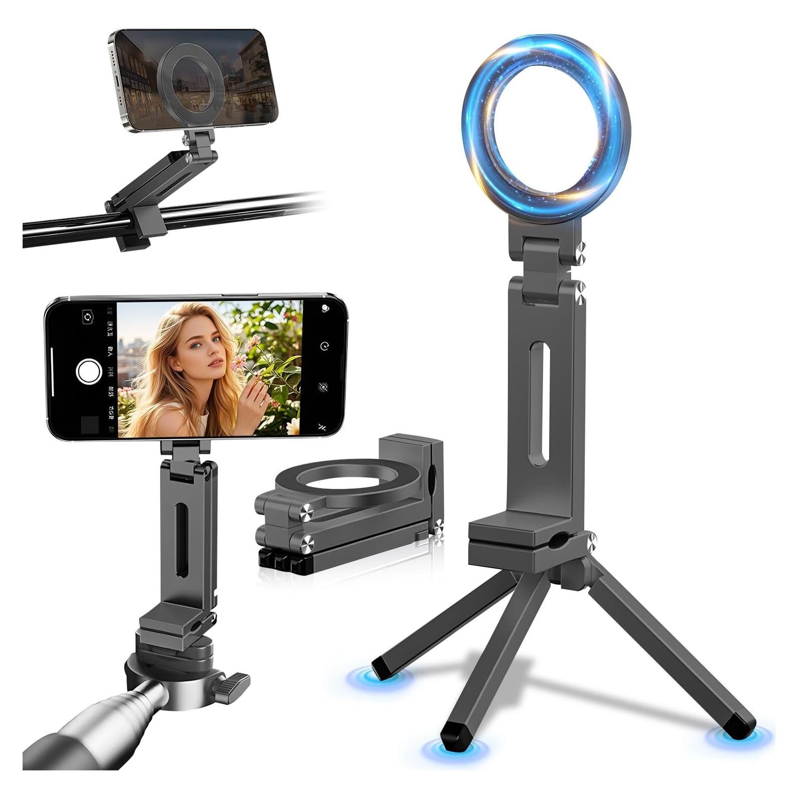 Soporte de trípode magnético FunApricity para teléfono gris