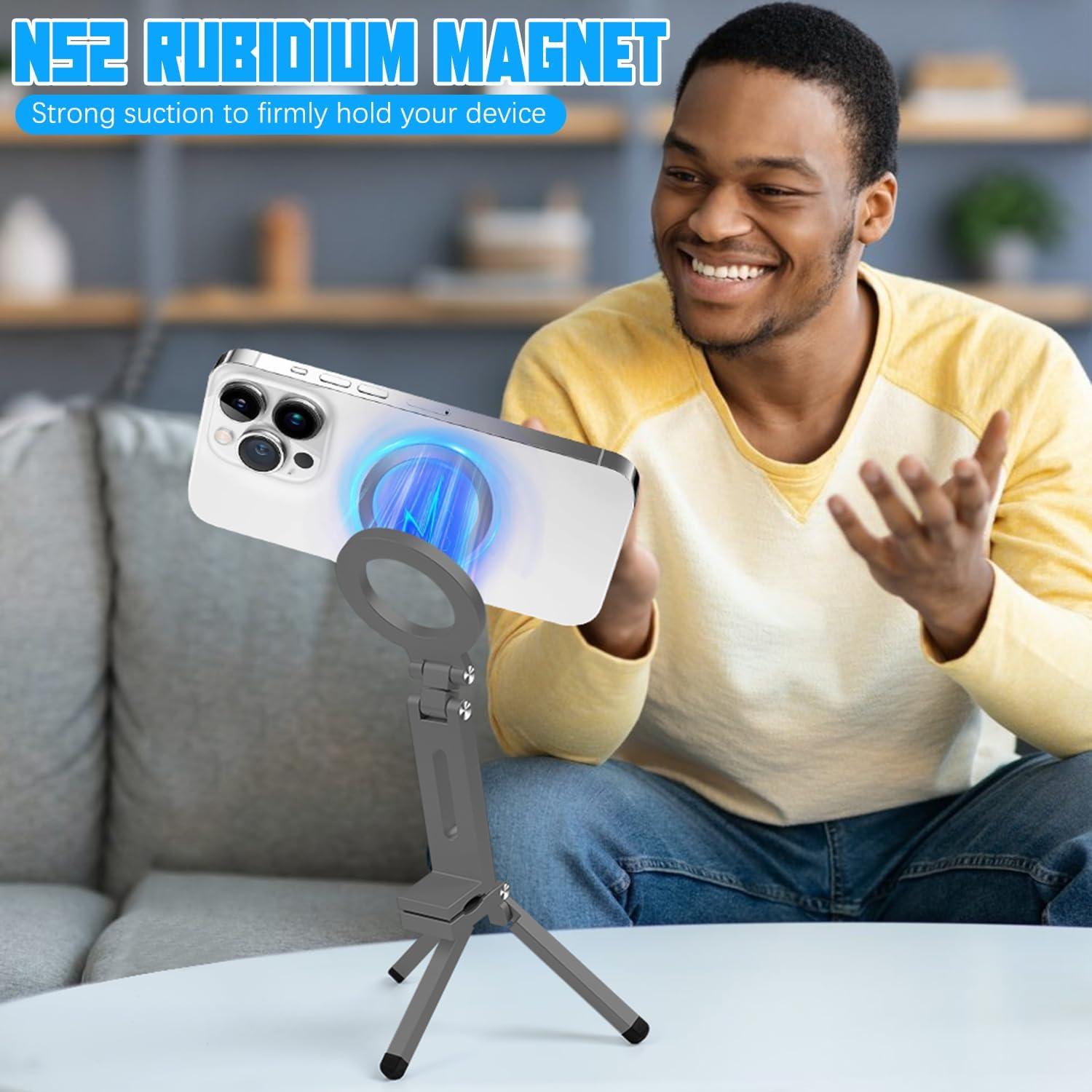 Soporte de trípode magnético FunApricity para teléfono gris