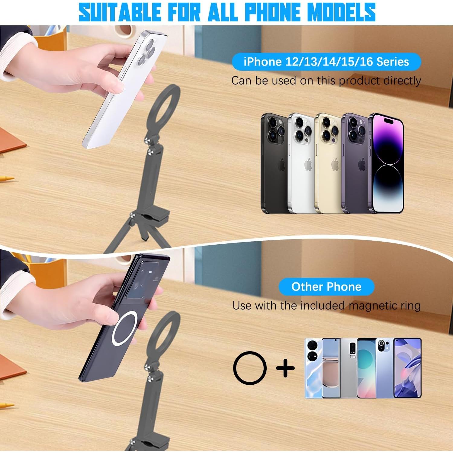 Soporte de trípode magnético FunApricity para teléfono gris