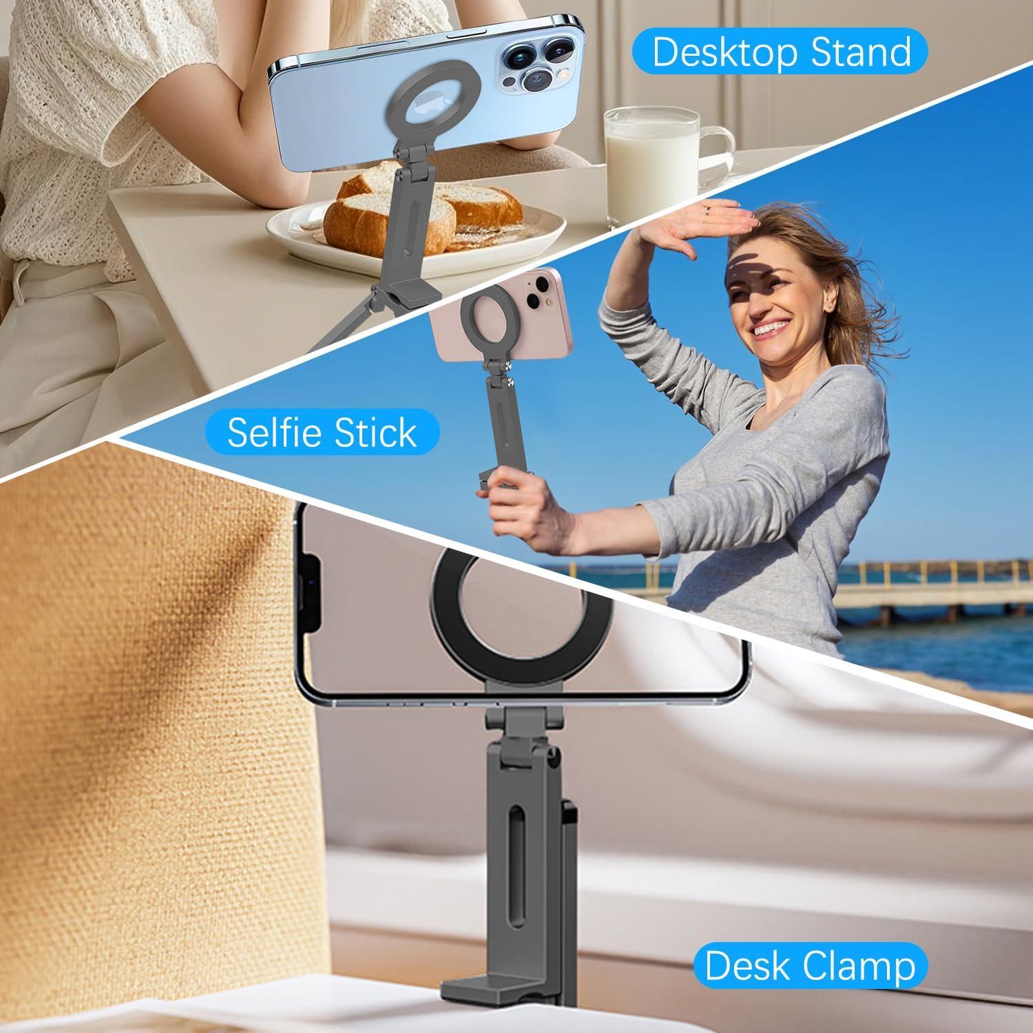 Soporte de trípode magnético FunApricity para teléfono gris