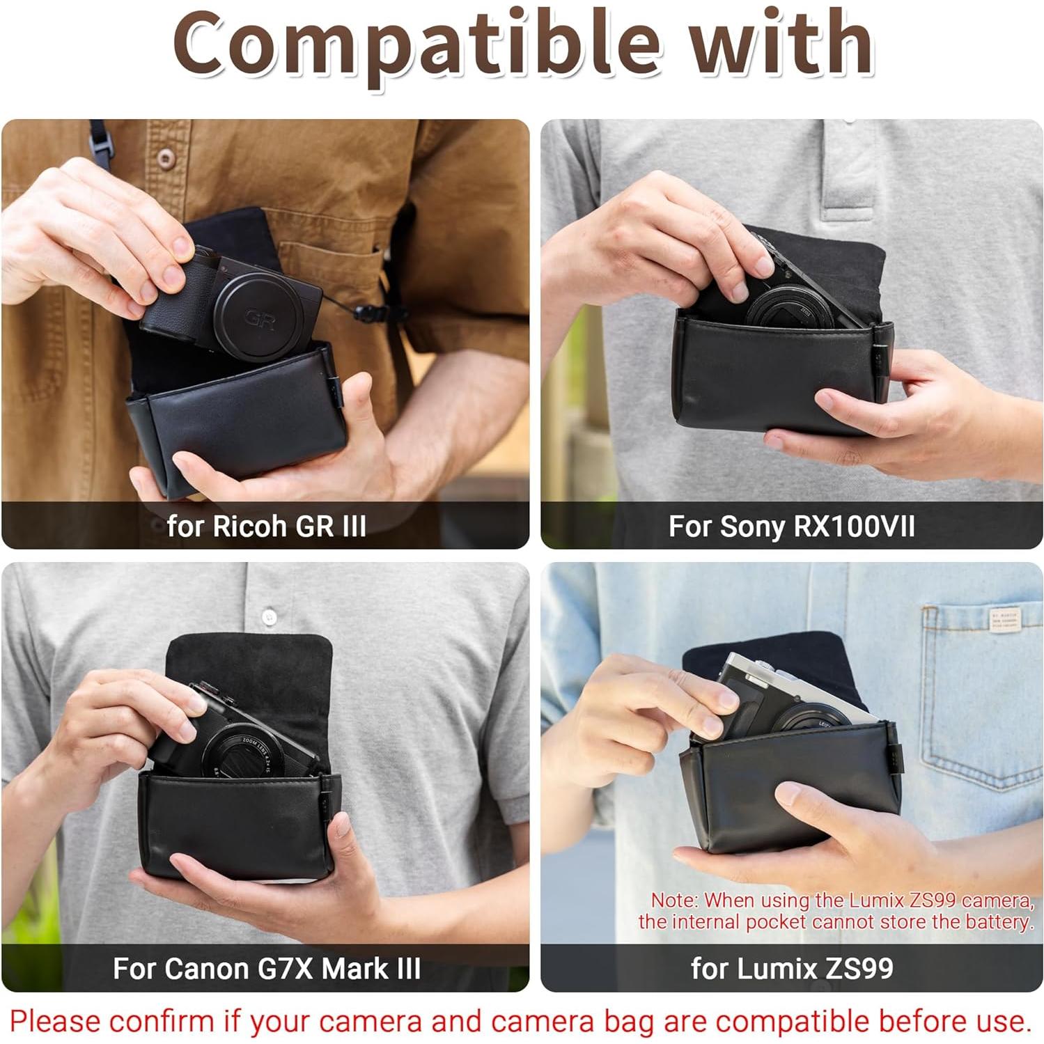 Funda de Cuero Compacta para Cámara Canon PowerShot y Sony RX100