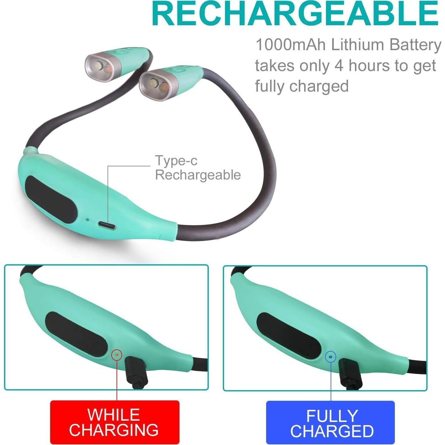 Luz de Lectura para Cuello QEBIDUM Recargable USB 3 Brillos