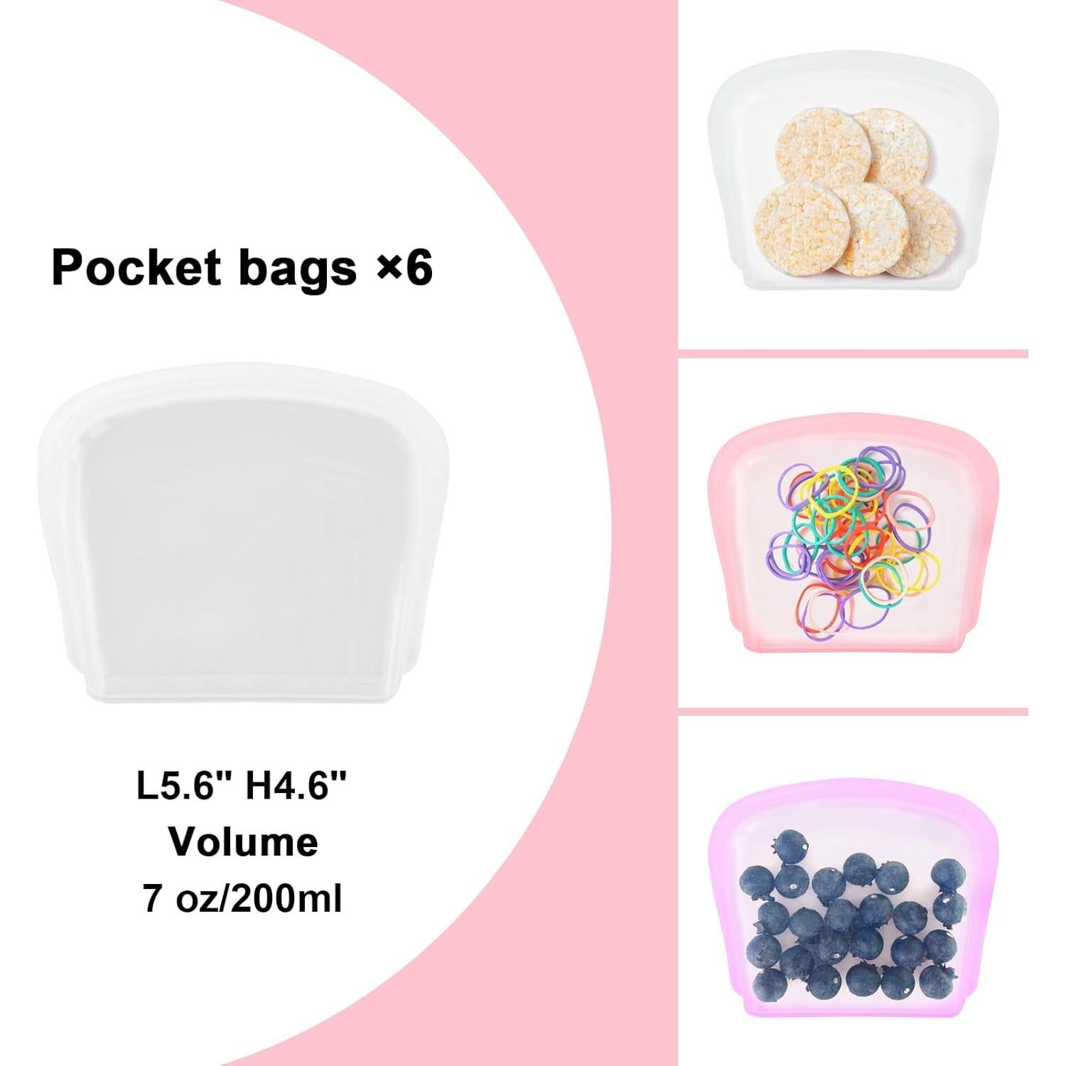 Bolsas de Silicona Reutilizables KVK - 6 Paquetes 198ml