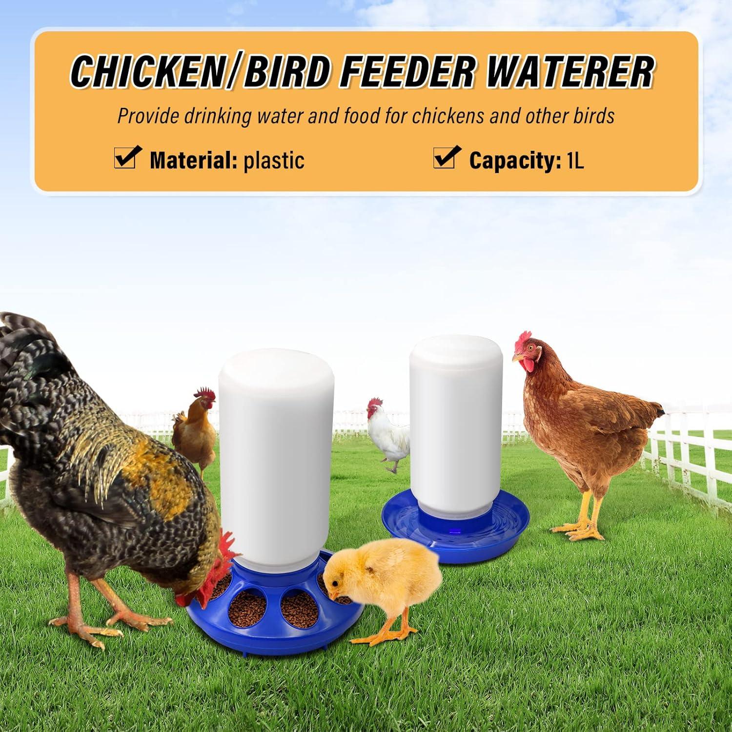 Kit de Alimentador y Bebedero Automático Oujimai para Pollos 1L