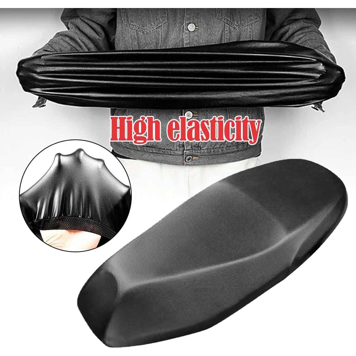 Universal Motorbike Seat Cover with Elastic, Breathable PU Leather Rain Seat Protector for Most Motorcycle Scooter Seat (Black Universal)