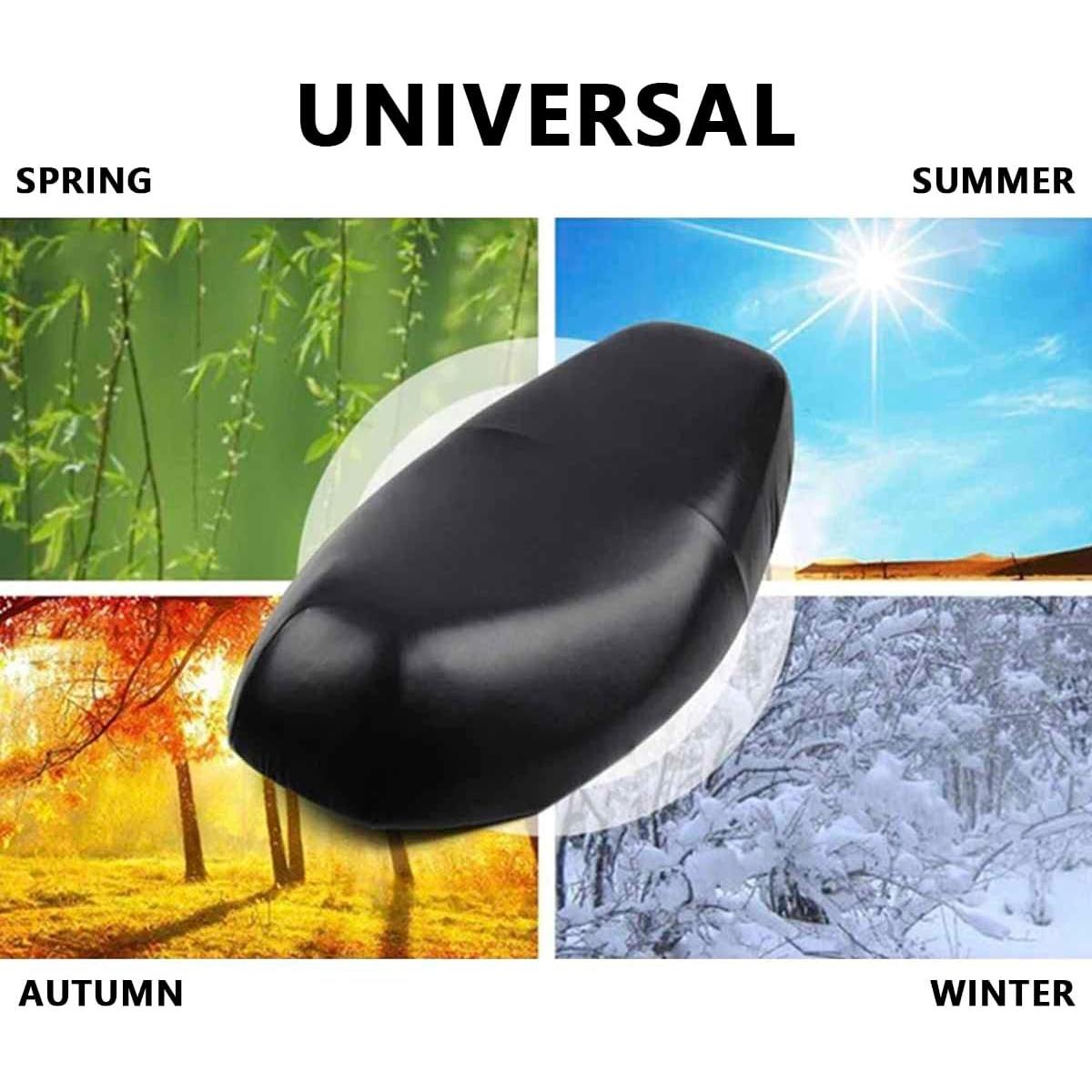 Universal Motorbike Seat Cover with Elastic, Breathable PU Leather Rain Seat Protector for Most Motorcycle Scooter Seat (Black Universal)