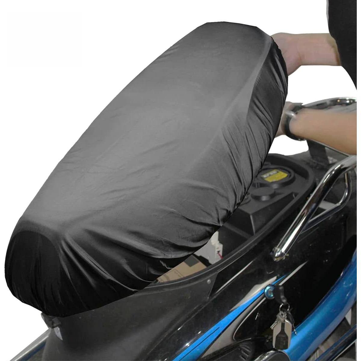 Universal Motorbike Seat Cover with Elastic, Breathable PU Leather Rain Seat Protector for Most Motorcycle Scooter Seat (Black Universal)