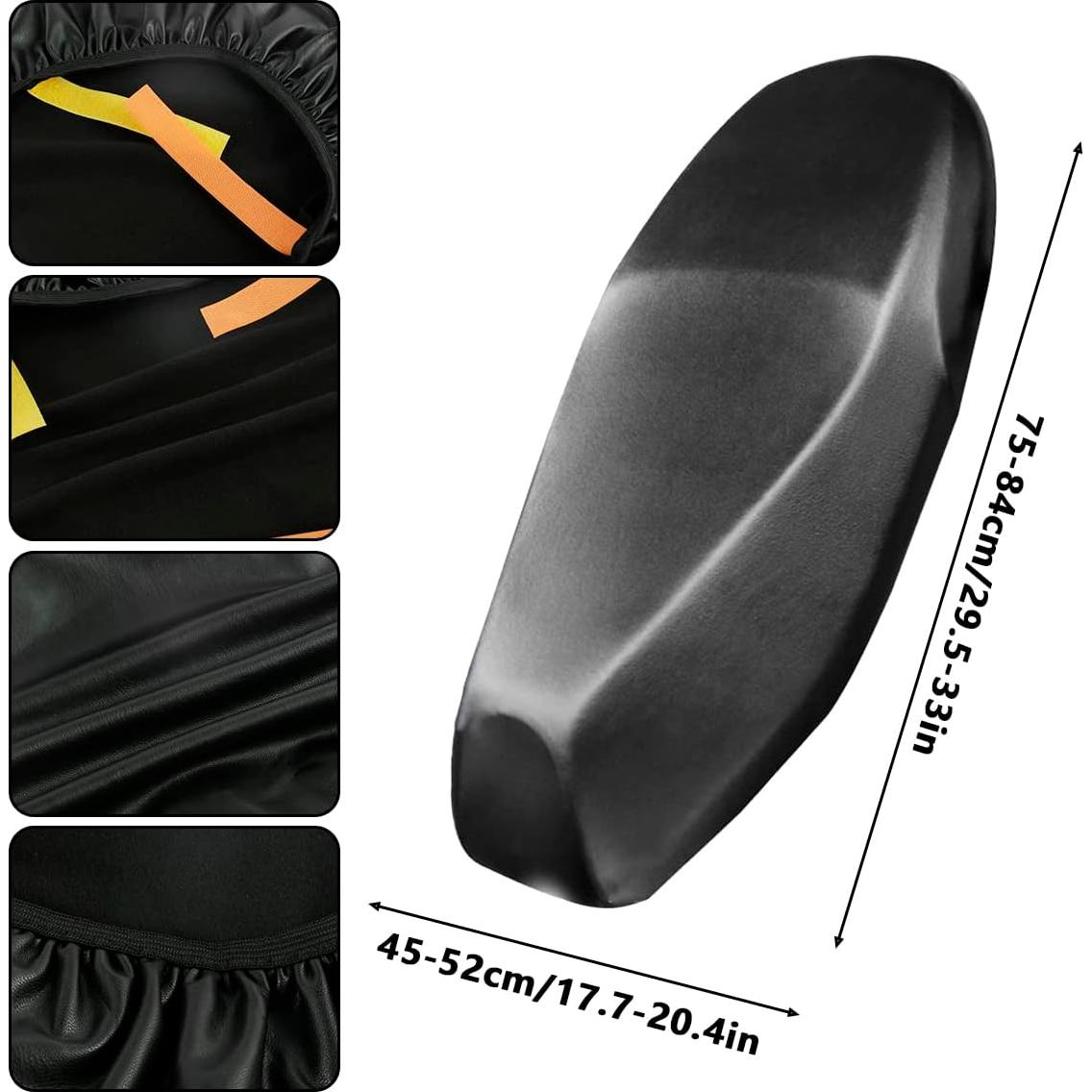 Universal Motorbike Seat Cover with Elastic, Breathable PU Leather Rain Seat Protector for Most Motorcycle Scooter Seat (Black Universal)