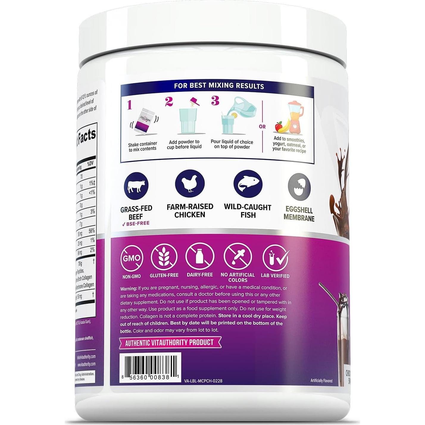 Polvo de Colágeno Hidrolizado Vitauthority Chocolate 30 Porciones