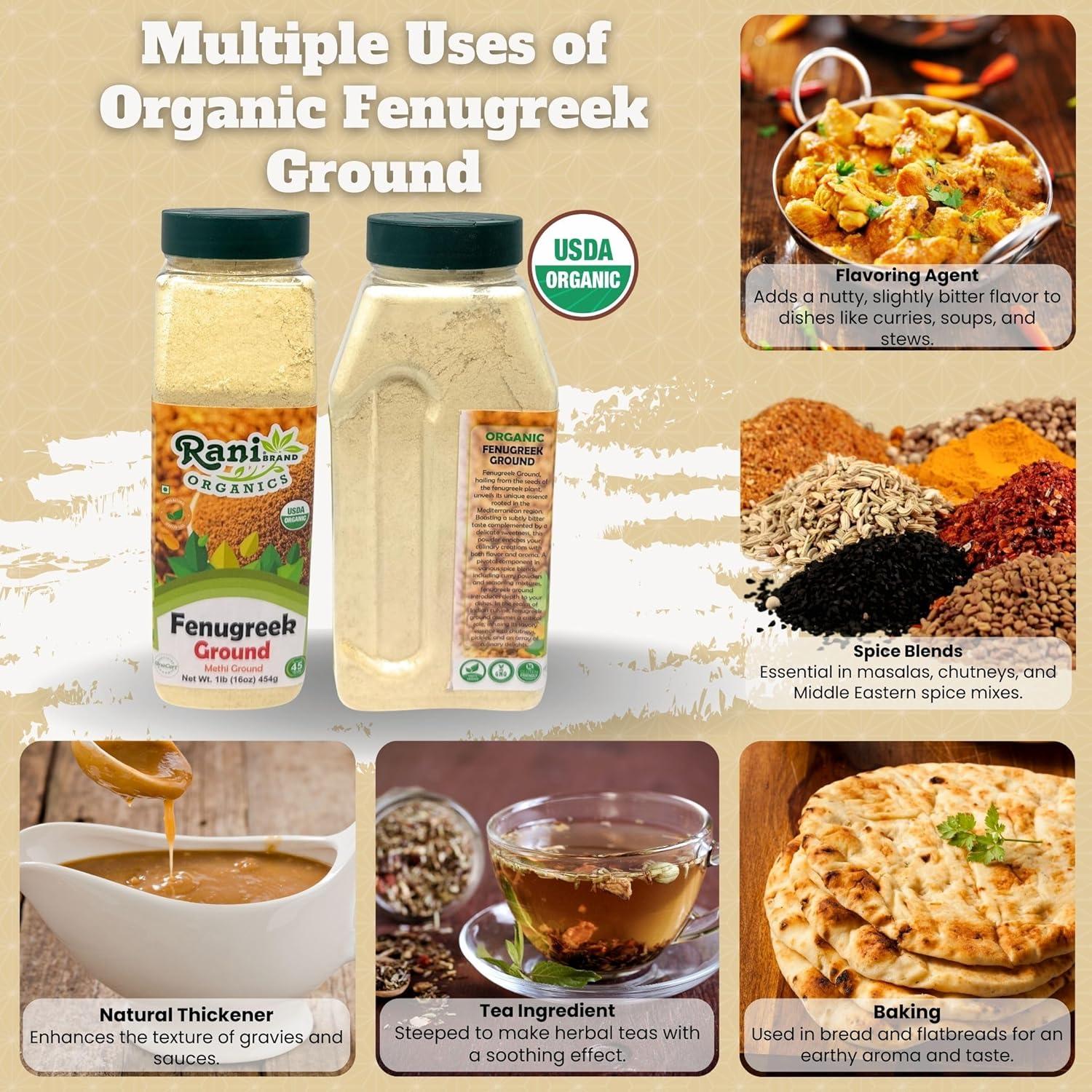 Polvo de Fenogreco Orgánico Rani 454g - Sin Conservantes