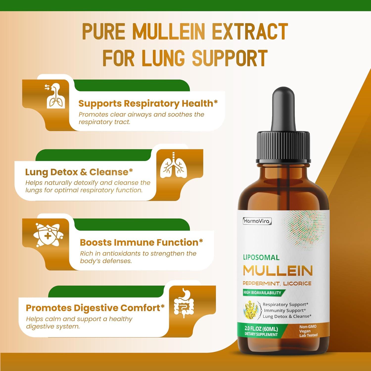 Suplemento Líquido HarmoVira Mullein 60ml - Soporte Respiratorio y Inmunológico