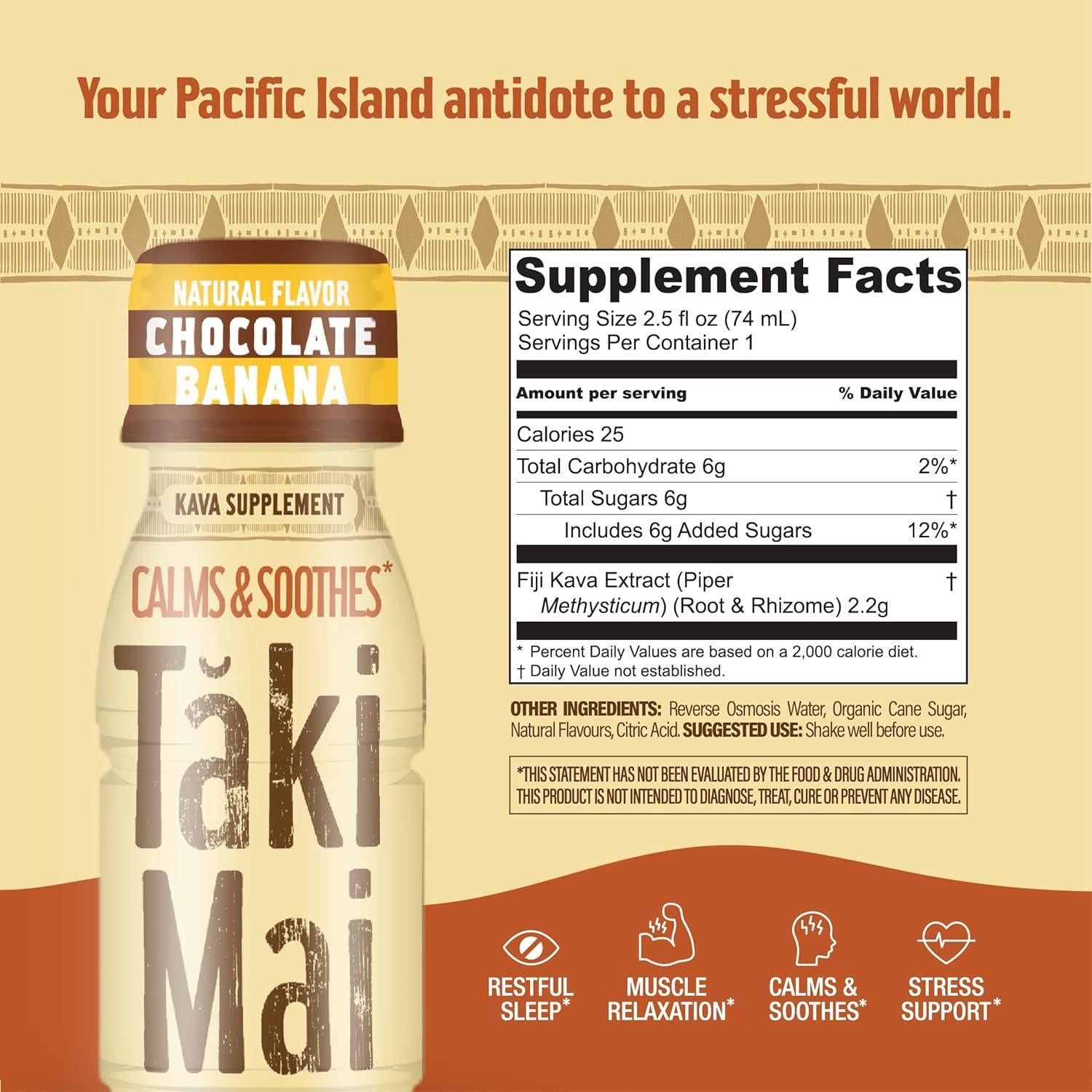 Taki Mai Kava Kava Chocolate Banana 6 Shots 443.6 ml