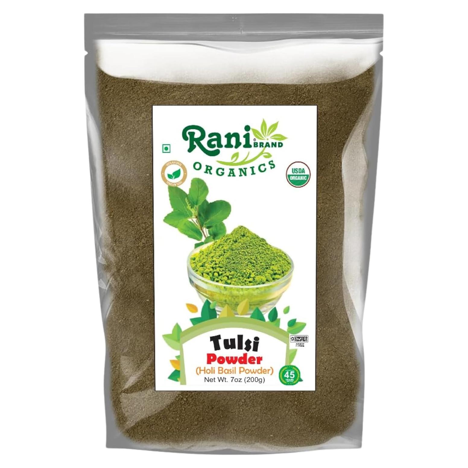 Polvo de Albahaca Sagrada Orgánica Rani 200g - Sin Gluten, Kosher
